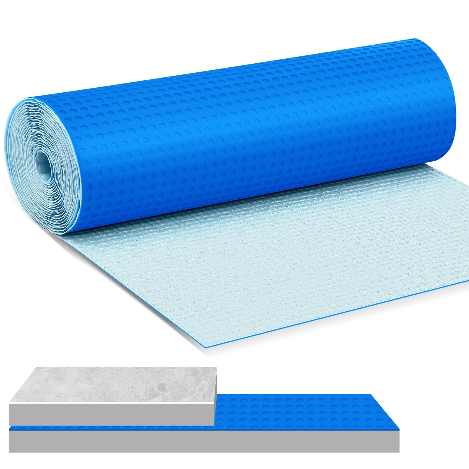 Afoxsos 54 Sqft Uncoupling Membrane for Tile One Eighth Inch Thick Waterproofing Membrane Crack Prevention Anti Fracture Flooring Underlayment #LAF0804F103