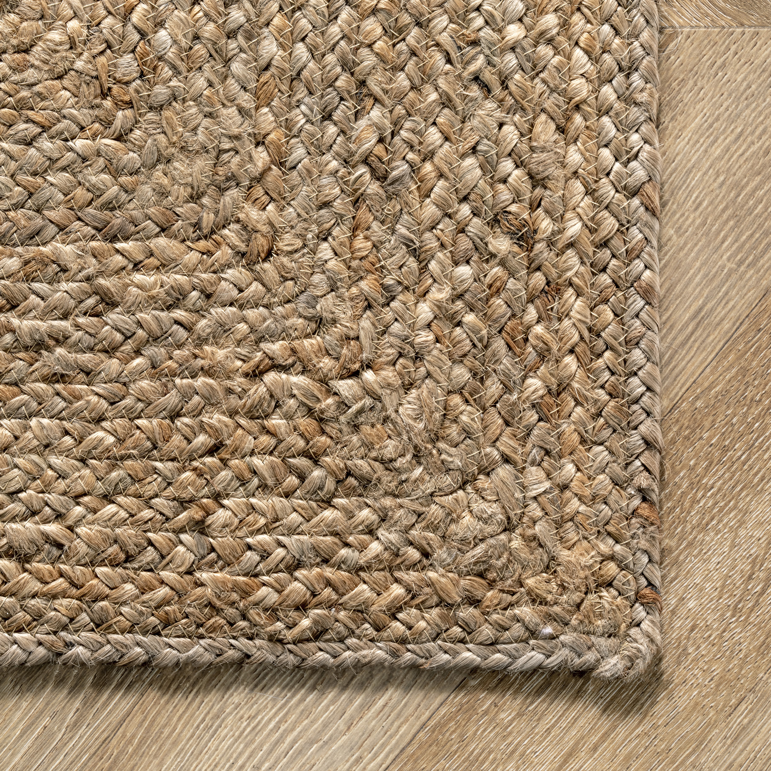 Handmade Natural Braided Jute Rectangular Area Rug, 5' x 8'