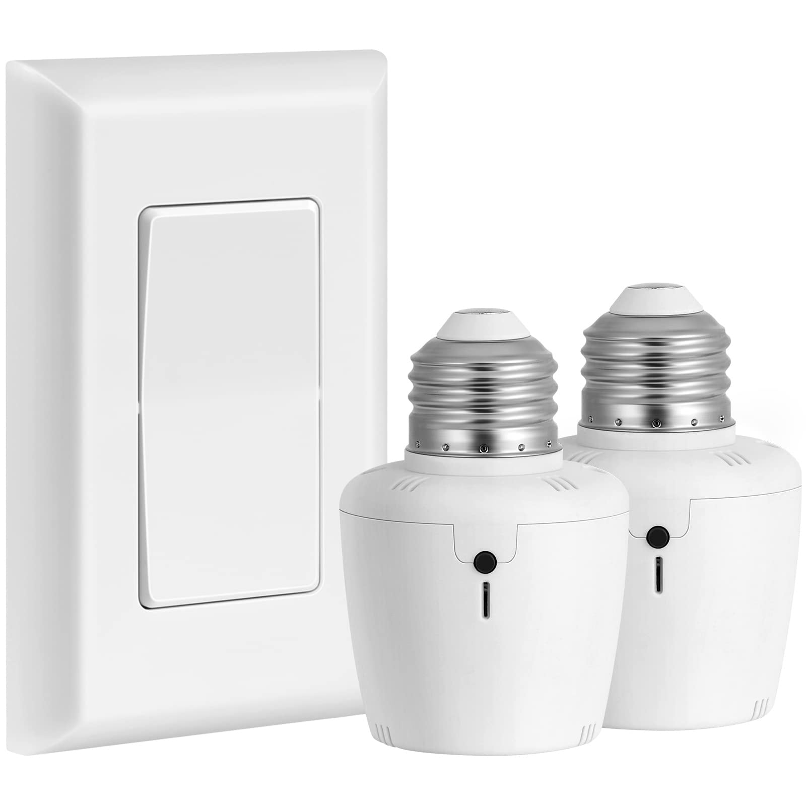 Misopily  Remote Control Light Socket Wireless Wall Mount Switch Kit E26 E27 Lamp Socket No Wiring 100FT Range Easy Install for Ceiling Lights