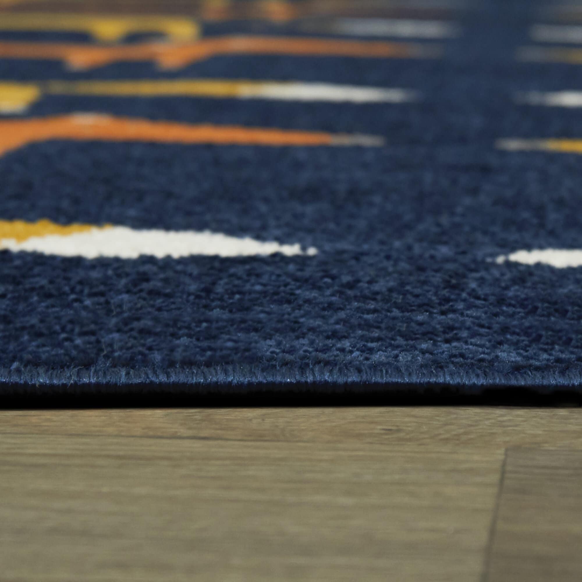 Blue and Orange Fox Pattern Rectangular Kids Rug