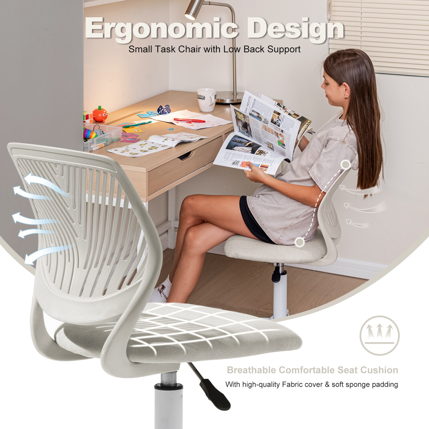 Homy Casa CARNATION CREAM VNEW Office-Chairs - View #4