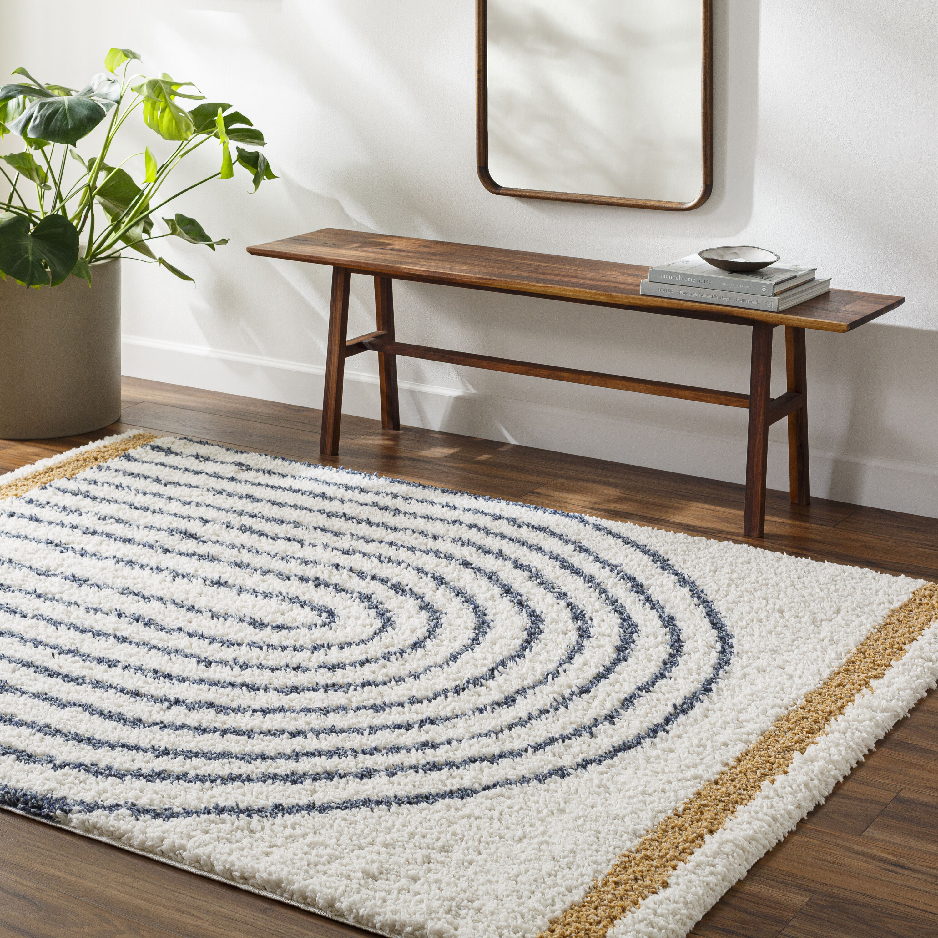 Livabliss BMM2313-71010 Birmingham 7 x 10 (ft) Flatweave Polyester Gold/Blue Rectangular Indoor Global Area rug