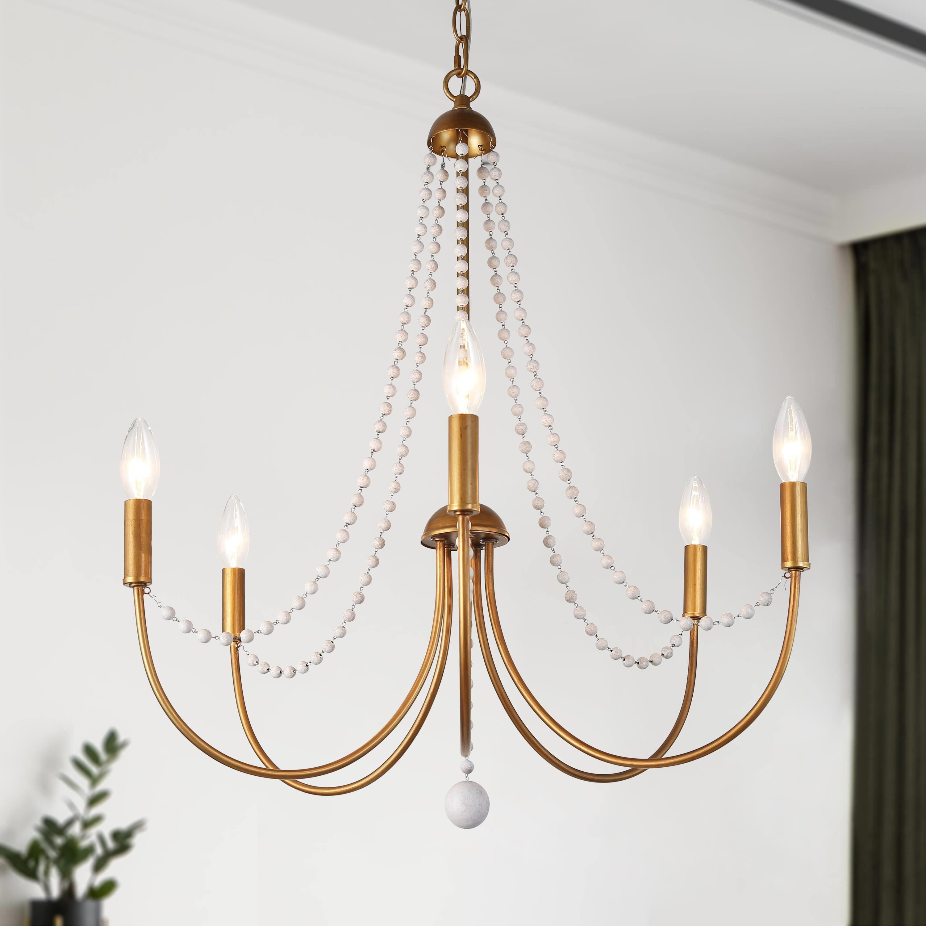 Uolfin 3UMMF2-LWS23933-H7 5 -Light Brushed Gold Modern/contemporary For Use in Bedrooms, Dining Rooms, Foyers, Kitchens, Living Rooms Chandelier