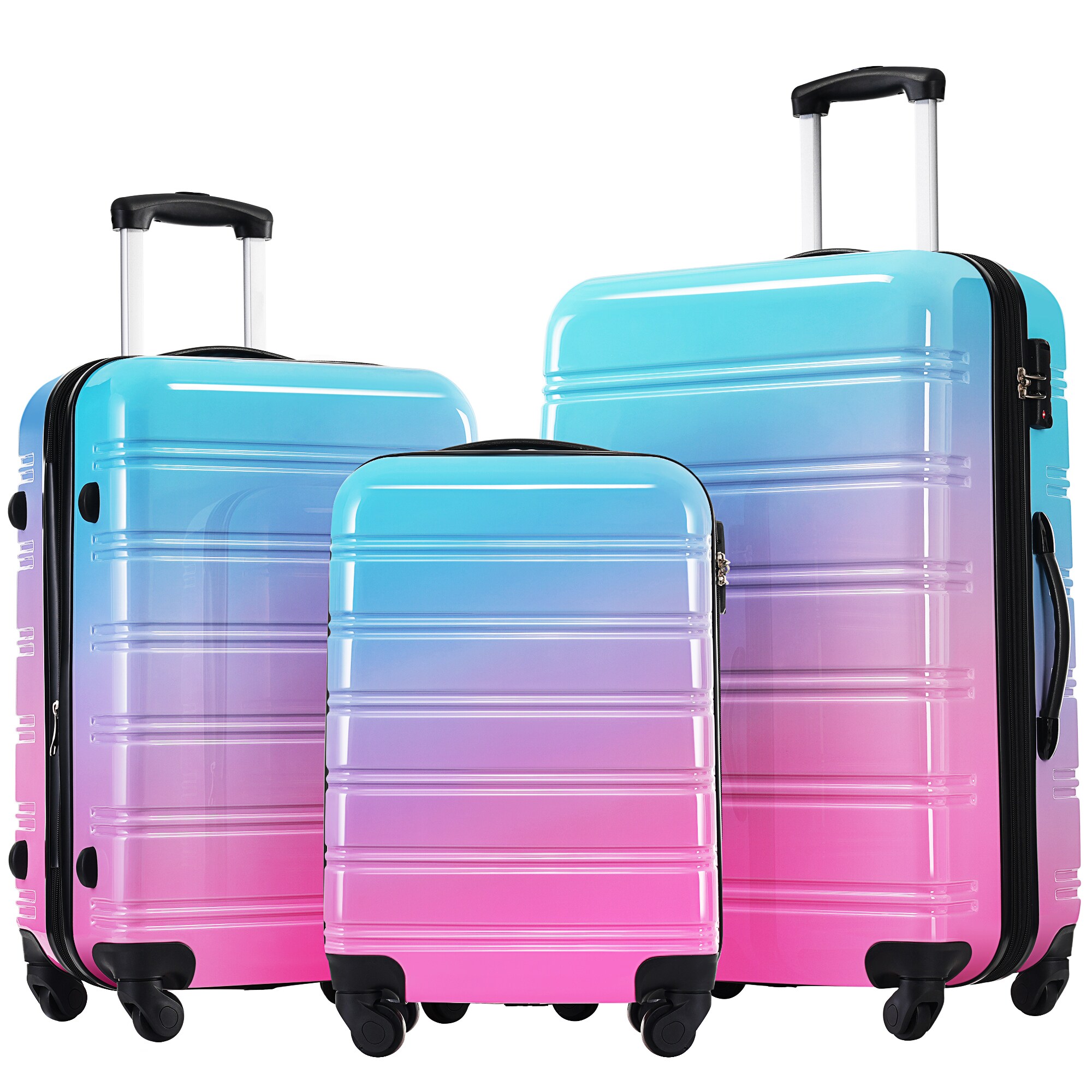 Flynama L-P184448W 17.9'' x 11.6'' x 28.5'' Blue and Red Polycarbonate Hardshell Suitcase set