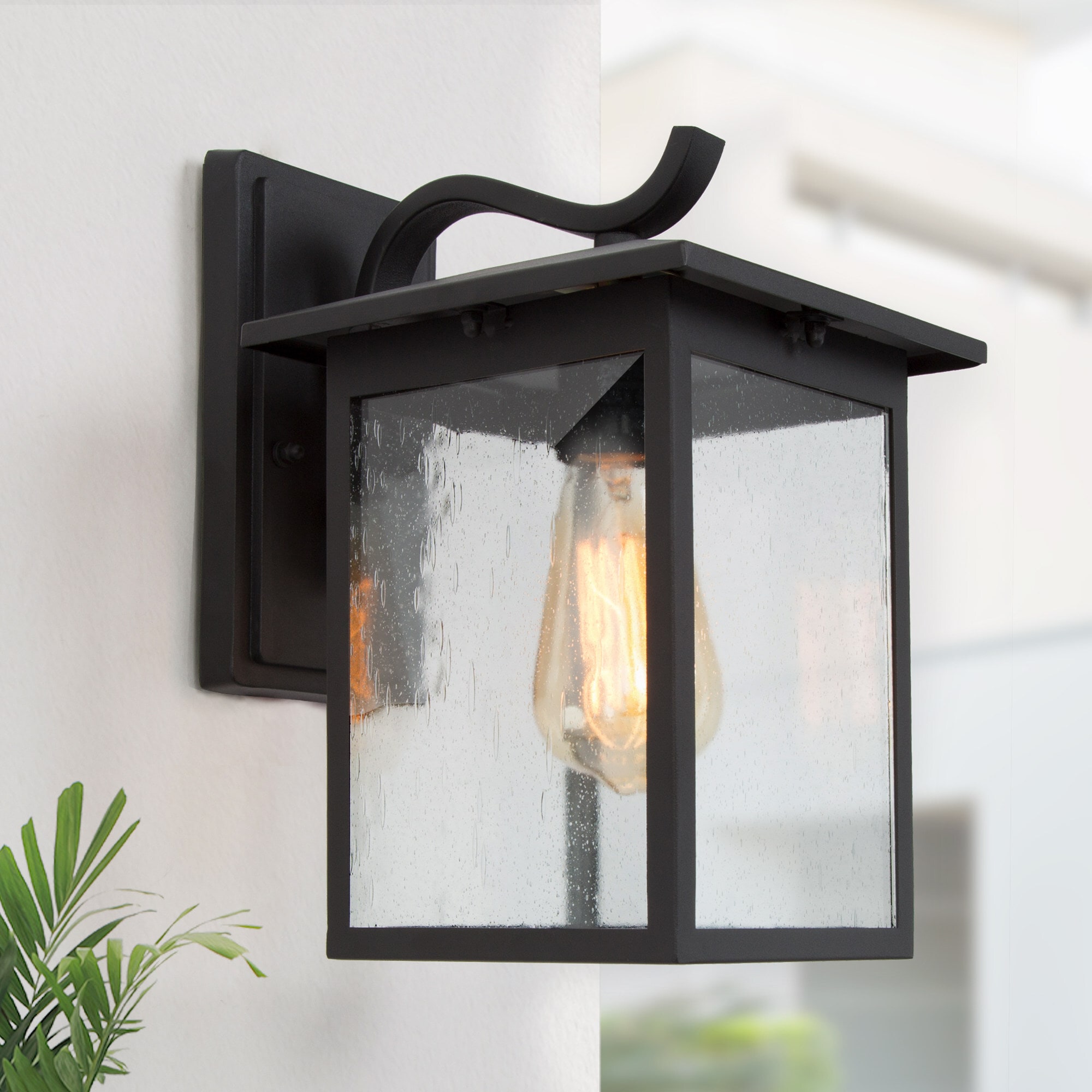 LNC A03274 Sabrina 1 -Light 12-in H Matte Black Hardwired Outdoor Wall Light