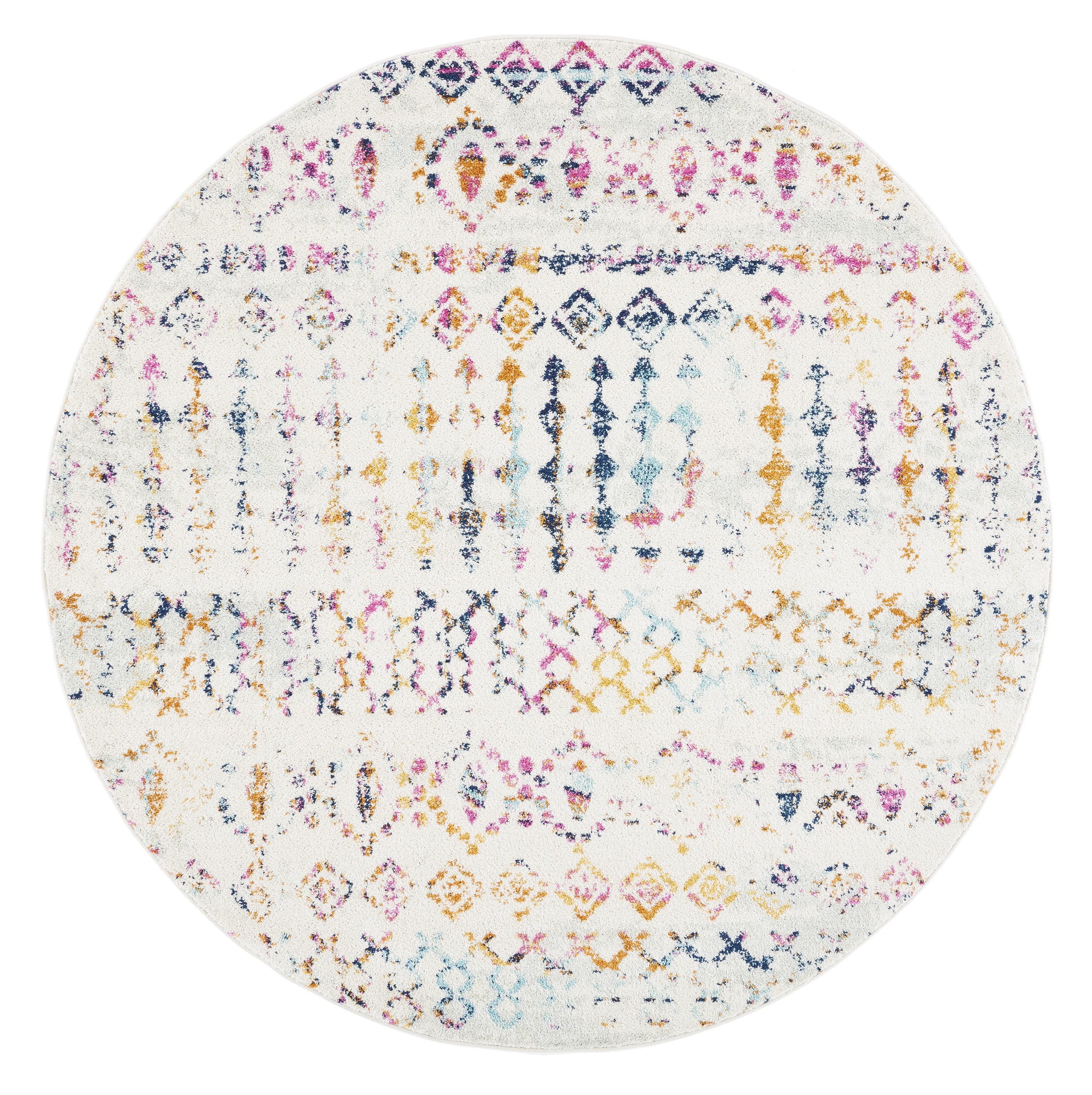 Safavieh TUL240F-7R Tulum 7 x 7 (ft) Loomed Polypropylene Ivory/Gold Round Indoor Distressed/Overdyed Bohemian/Eclectic Area rug