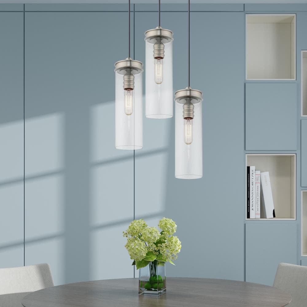 Modern Mini LED Pendant in Brushed Nickel with Clear Glass