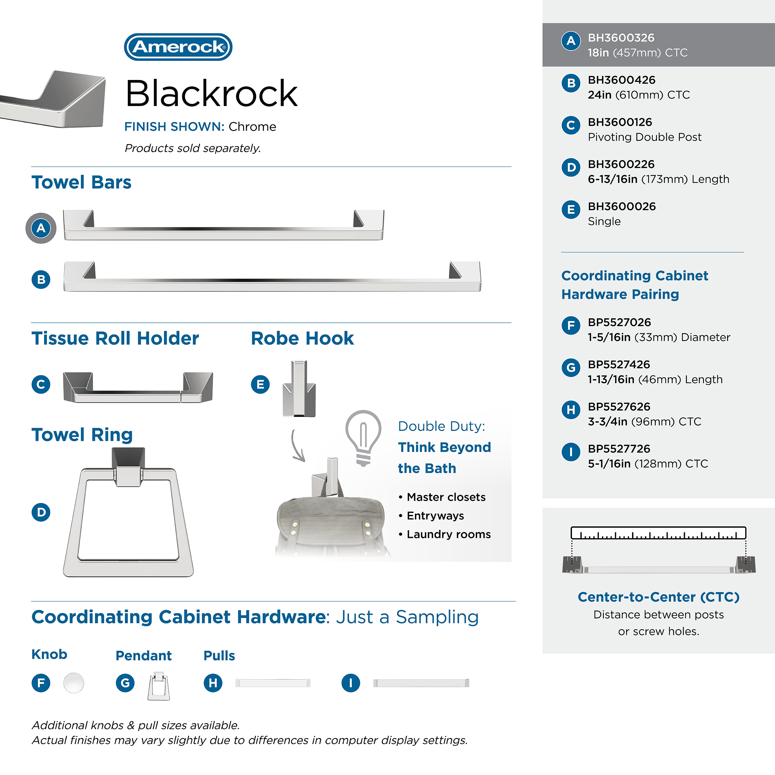 Blackrock 18-Inch Chrome Wall Mounted Towel Bar