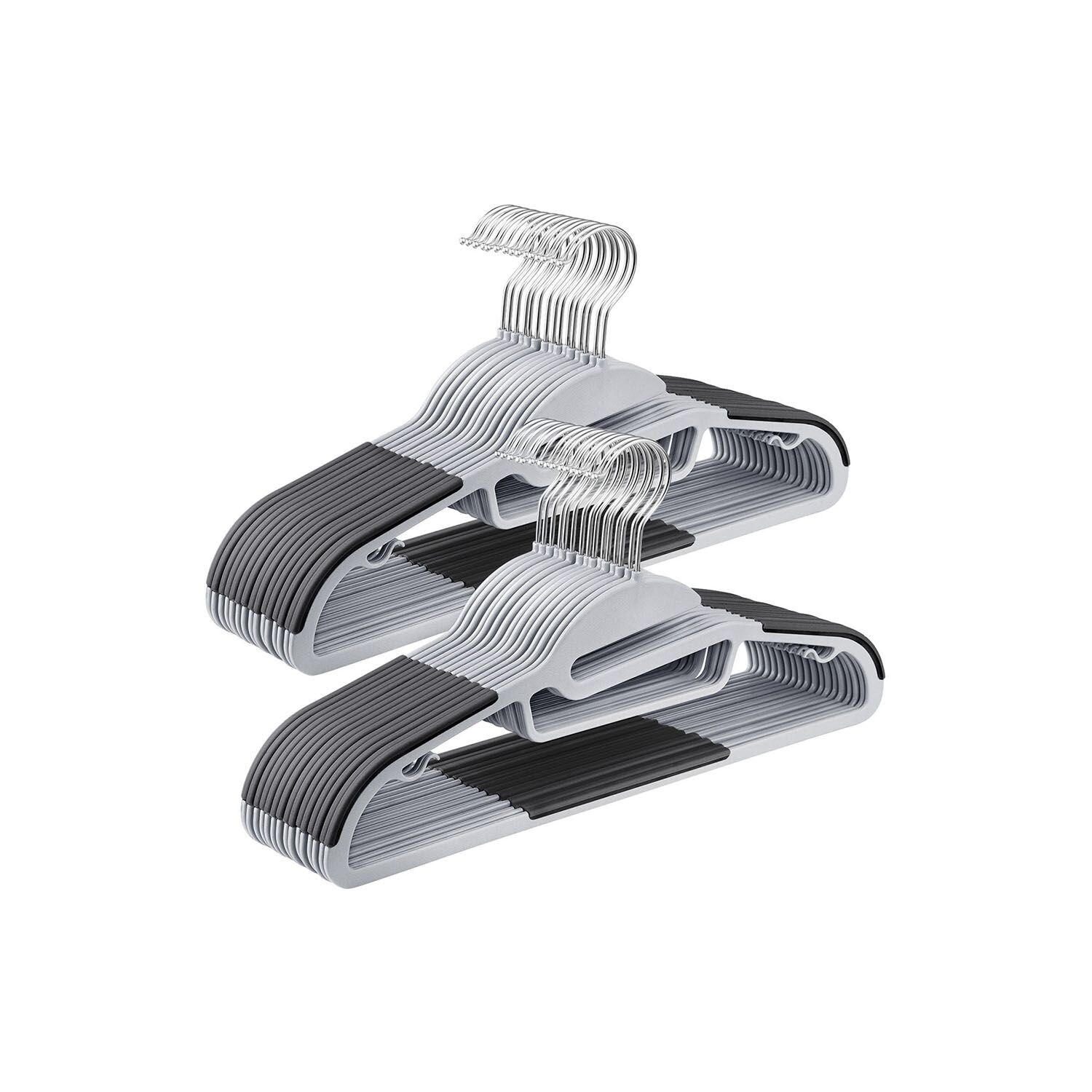 Slickblue 30-Pack- ABS Plastic Non-Slip Grip S-Shape Clothes Hanger for Shirts Sweaters and Jackets in Closet- Light Gray and Dark Gray
