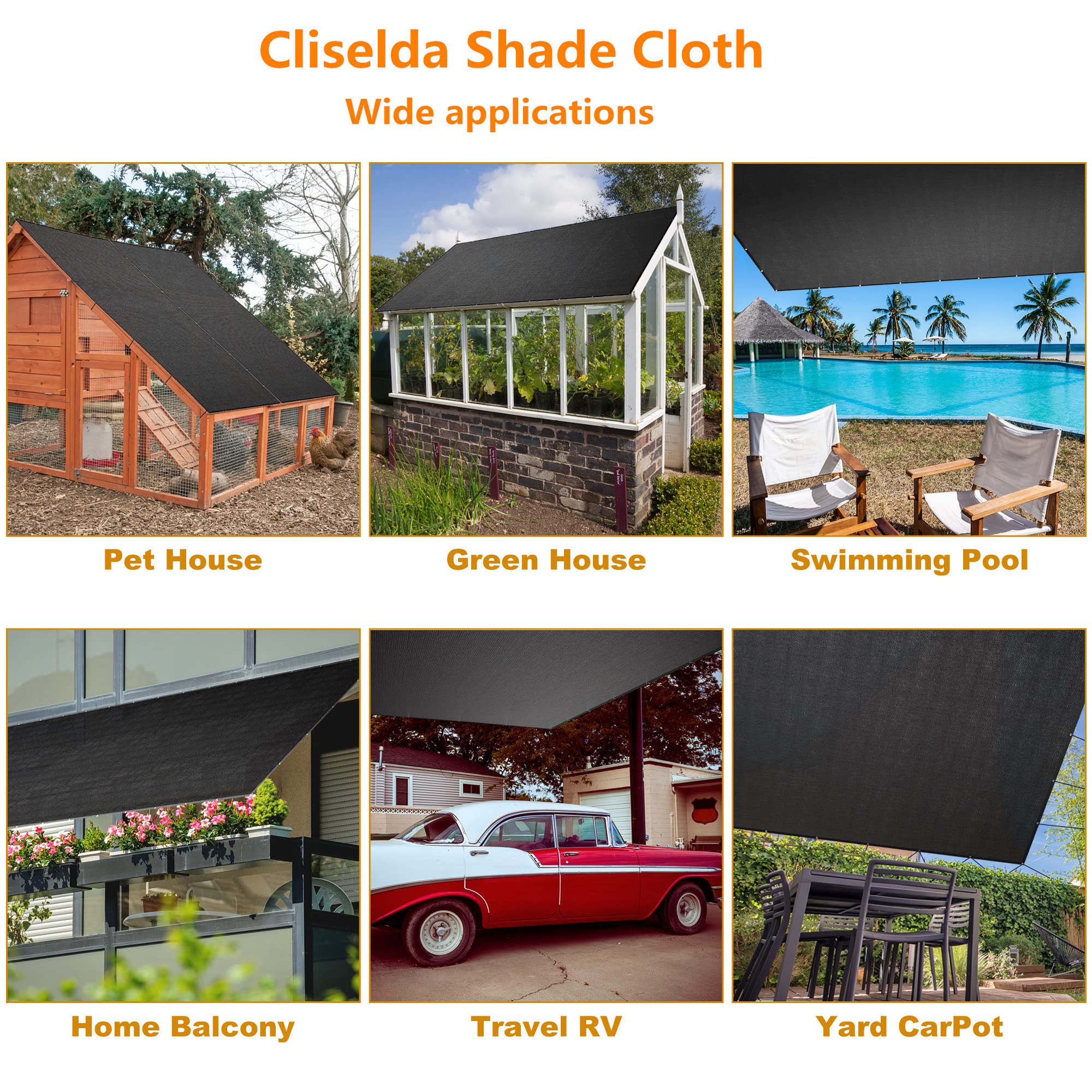 JVFCXXV 70 percent -80 percent Black Shade Cloth for Patio 10 x 50ft UV ...