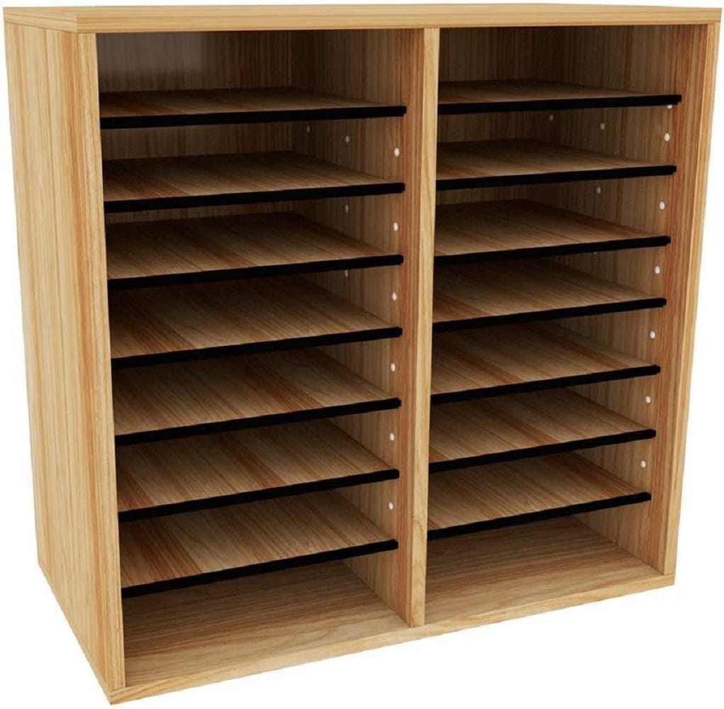 AdirOffice 500-16-MEO-KIT1 16-Compartment Medium Oak MDF File Organizer