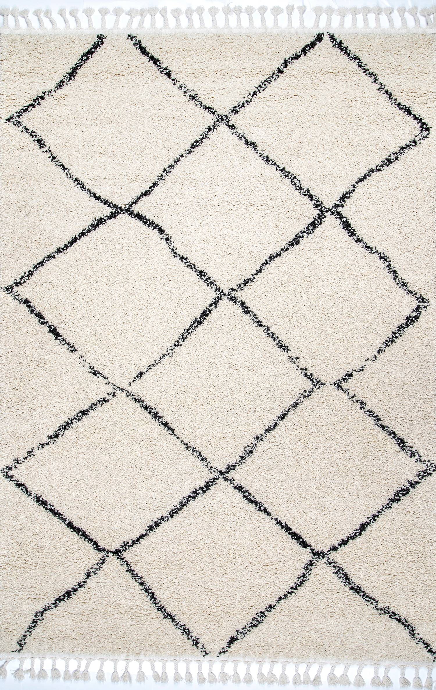 nuLOOM GCDI08A-S7100710 8 x 8 (ft) Loomed Polypropylene Off White Square Indoor Geometric Moroccan Area rug