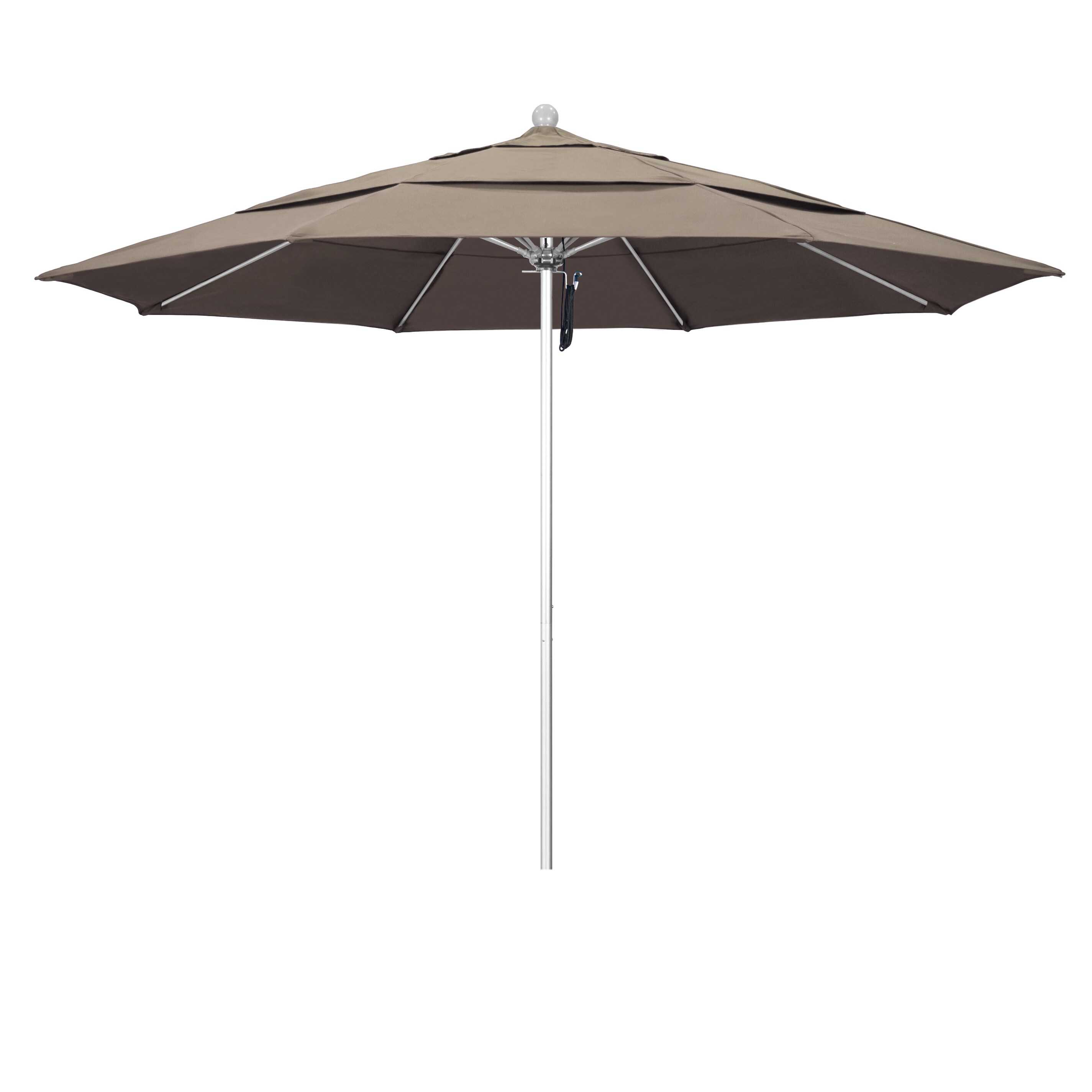 California Umbrella ALTO118002-5461-DWV 11-ft Aluminum Brown No-tilt Market Patio Umbrella