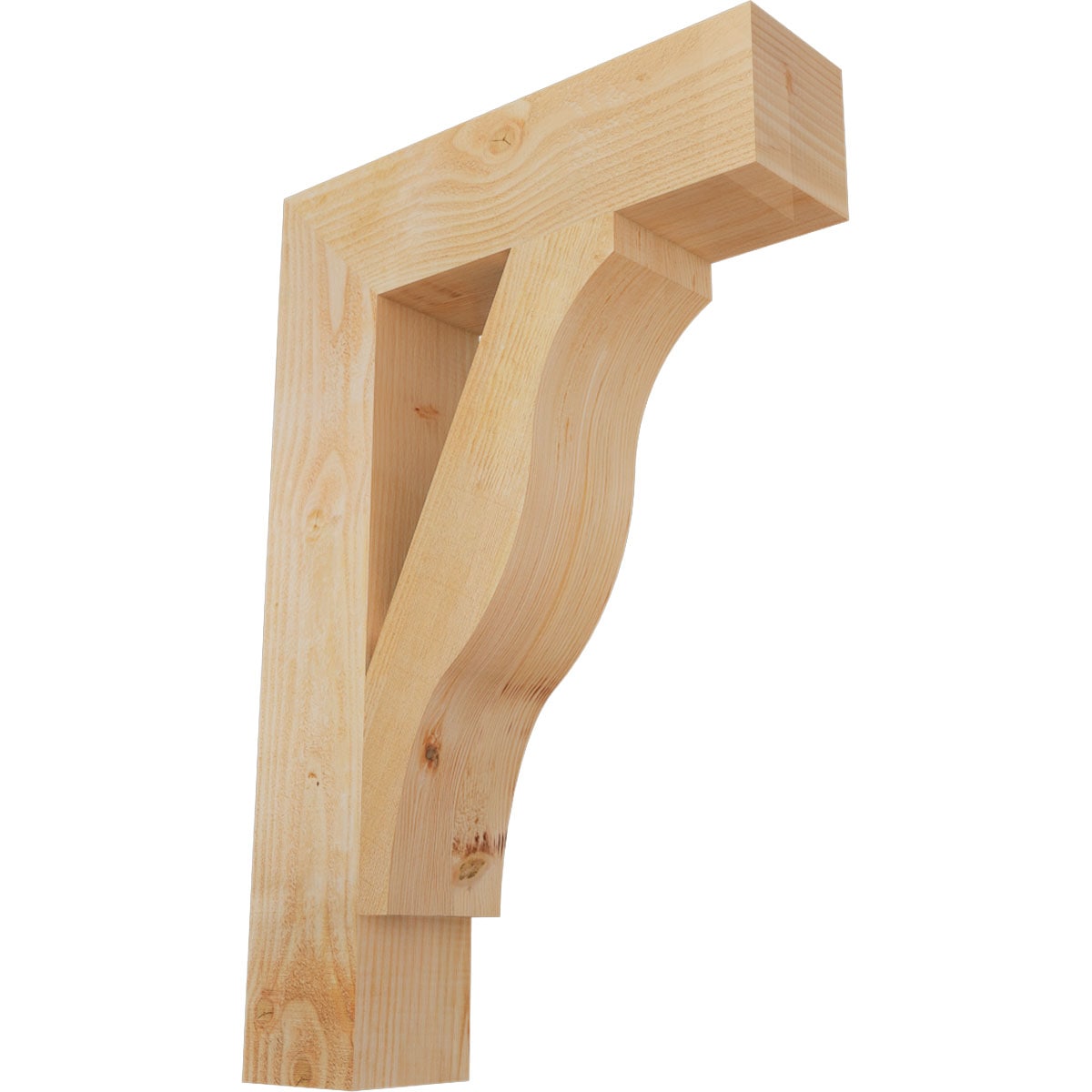 Ekena Millwork BKT06X24X36FST05RDF Funston Block Rough Sawn 6-in x 24-in x 36-in Douglas fir Brown Wood Standard bracket