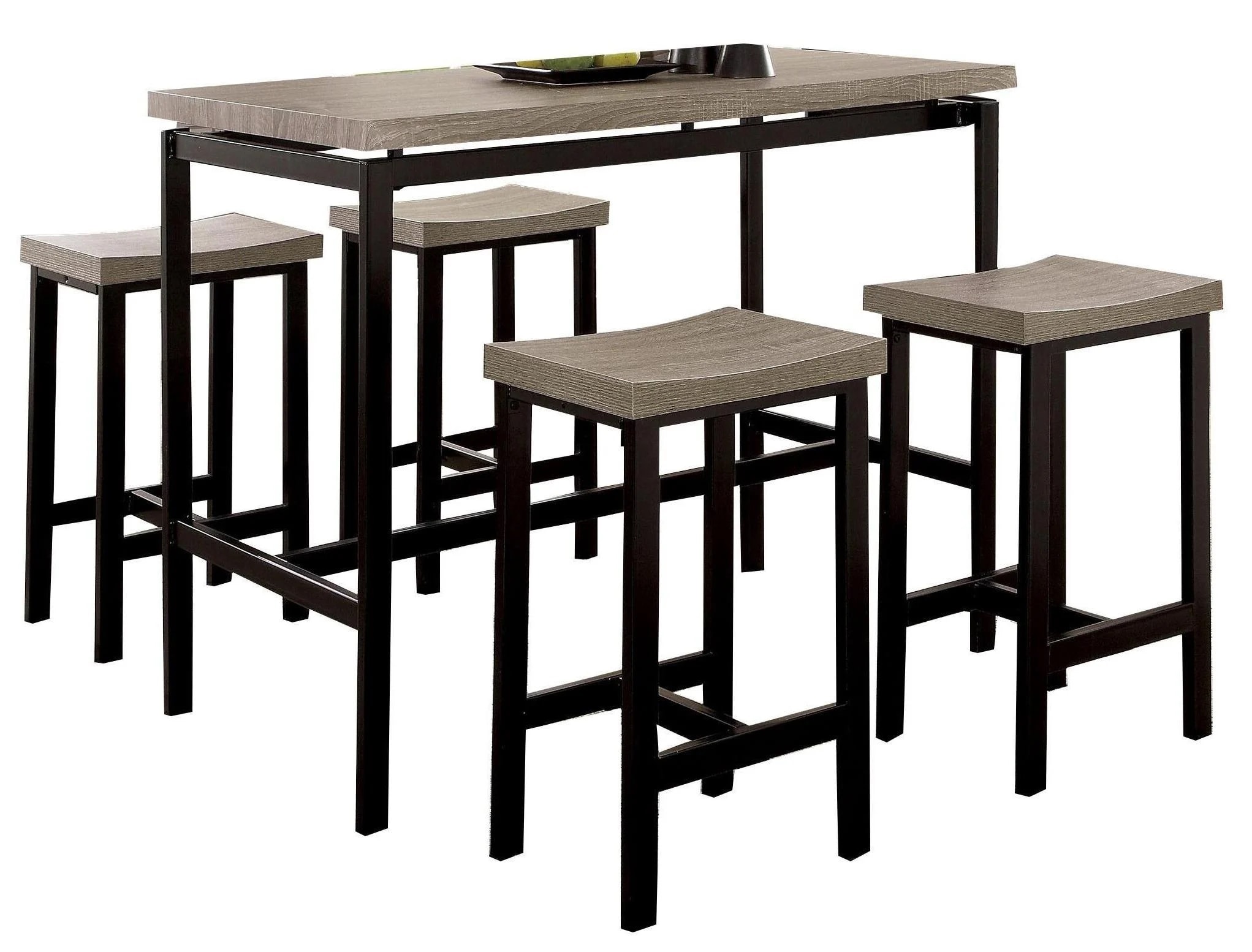 Siavonce XH15505 Black+ Gray Contemporary/Modern Dining Room Set with Rectangular Table ( Seats 4 )
