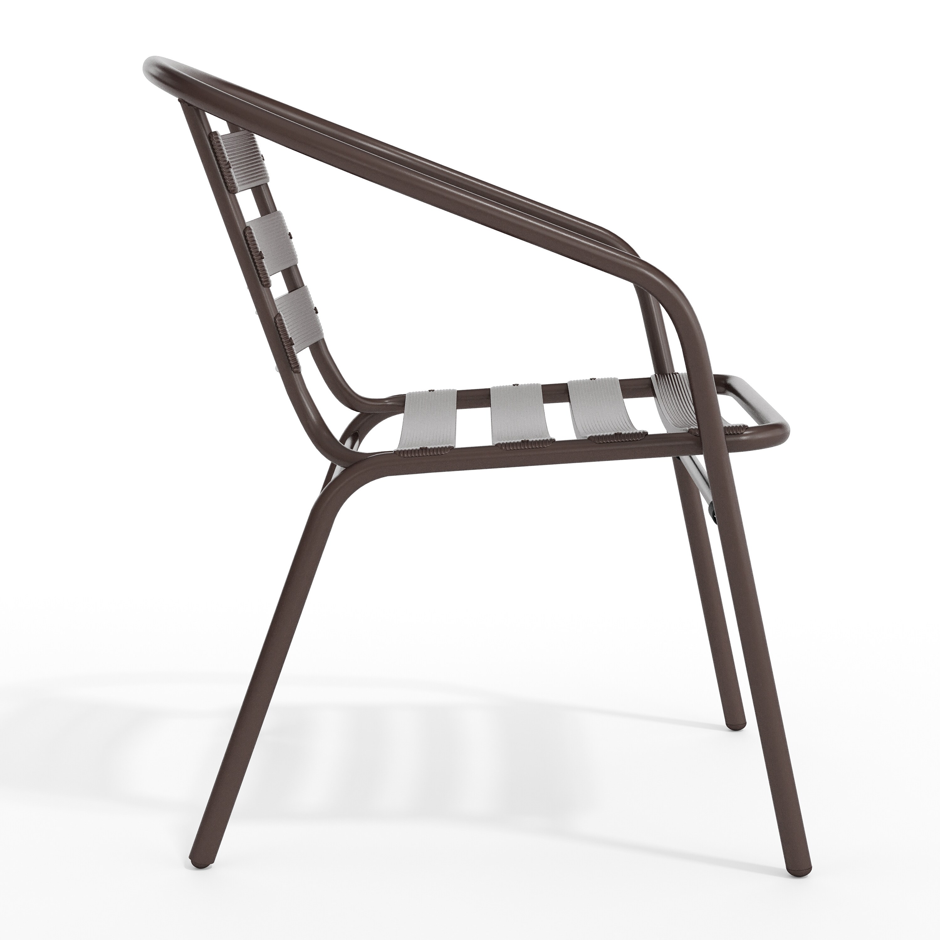 Emma + Oliver Rhea Bronze Metal Stacking Chair with Aluminum Slats