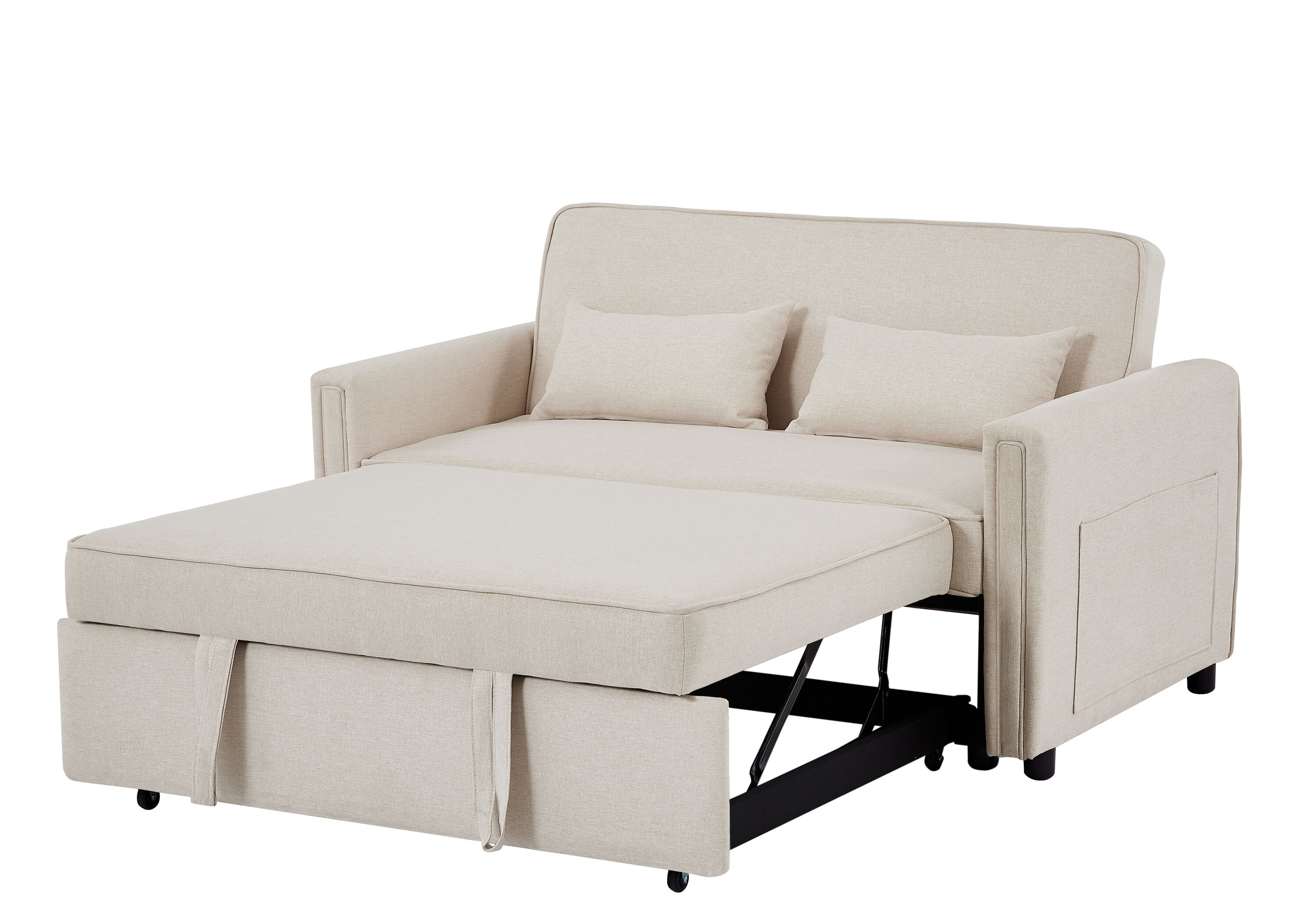 Runesay Sofa Bed Ivory White Contemporary/Modern Velvet Twin Sofa Bed ...