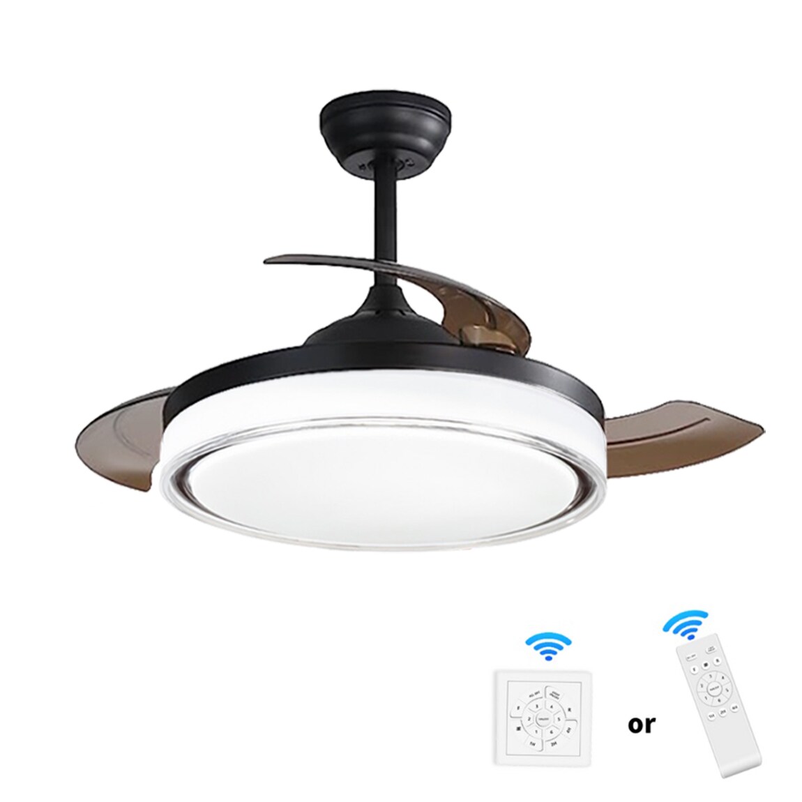 Yardreeze WCEF01317 42-in Color-Changing Black with Matte Black Blades Ceiling Fan With Light - Remote Included ( 3 -Blade )