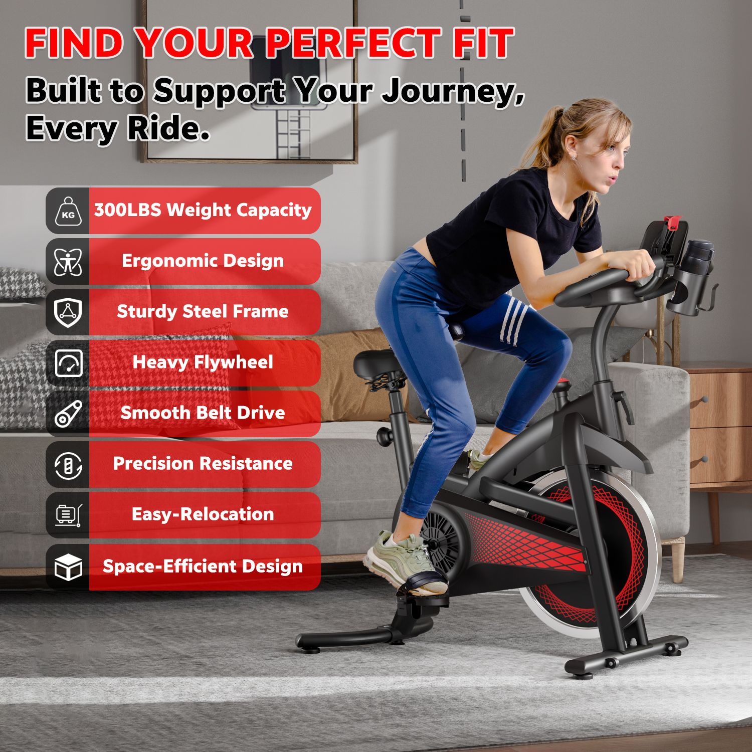 Redliro EB-KK680-RD Exercise-Bikes - View #3