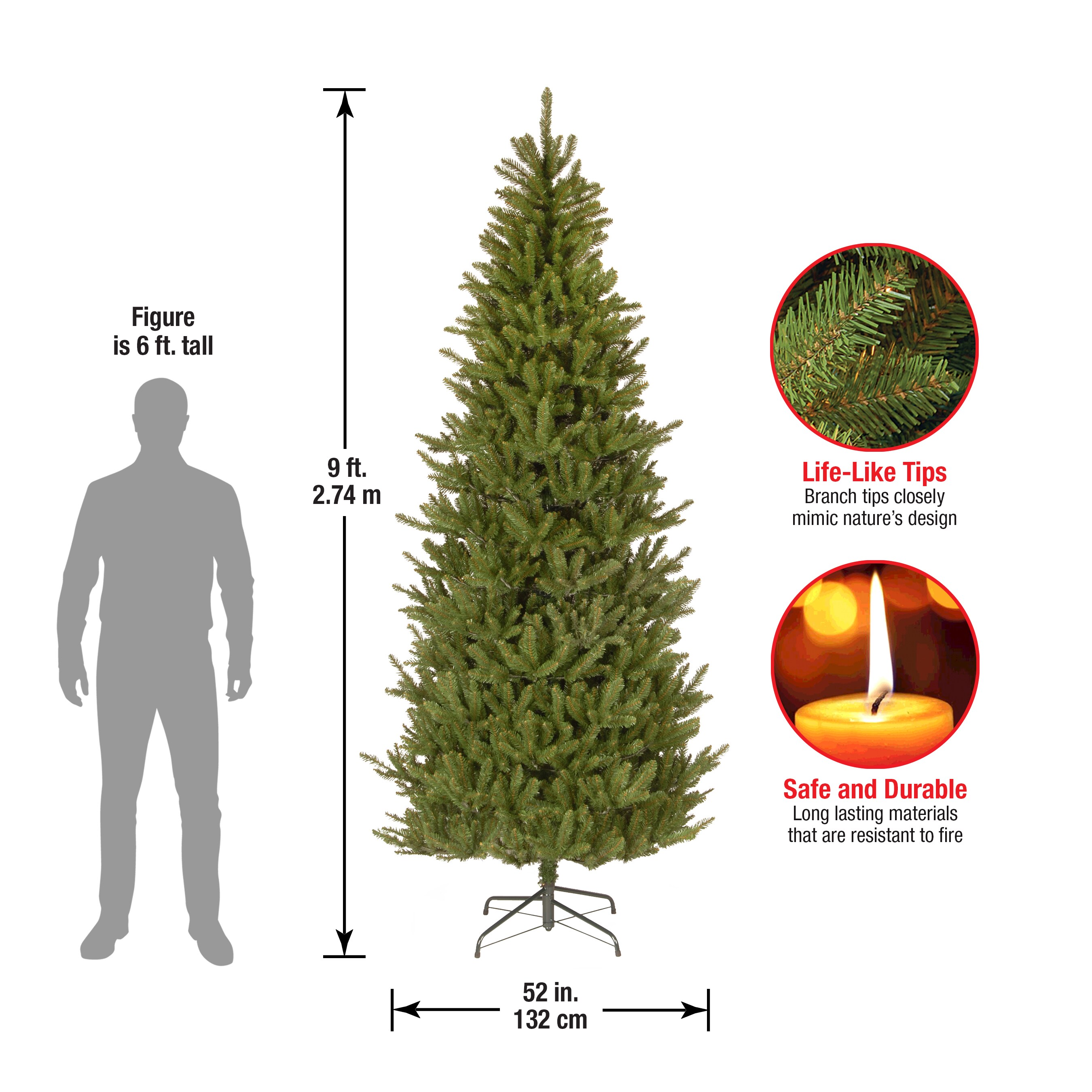 National Tree Company 9-ft Fraser Fir Slim Artificial Christmas Tree in ...