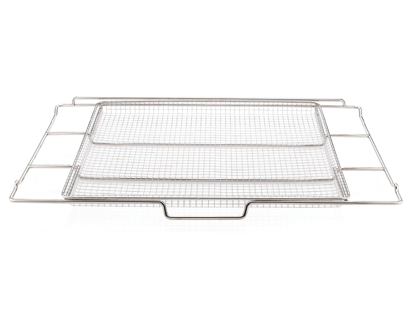 Frigidaire AIRFRYTRAY Ready Cook Oven Insert, Silver Basket: 18.4” x 15.3”  x 0.8”, Rack: 24.1” x 15.3”