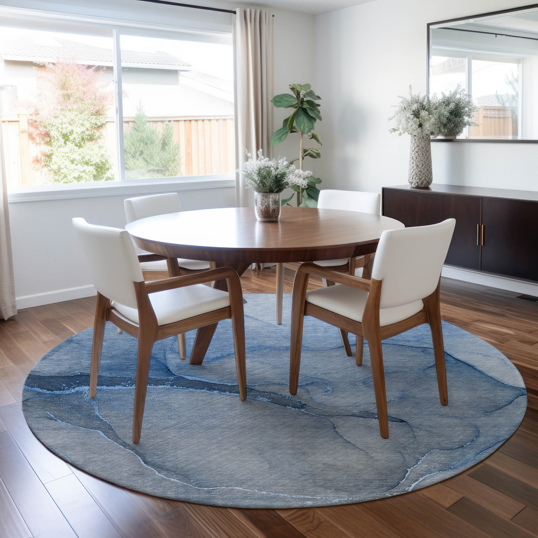 Addison Rugs ACN508BU8RO Chantille ACN508BU 8 x 8 (ft) Polyester Blue Round Indoor/Outdoor Abstract Machine washable Area rug