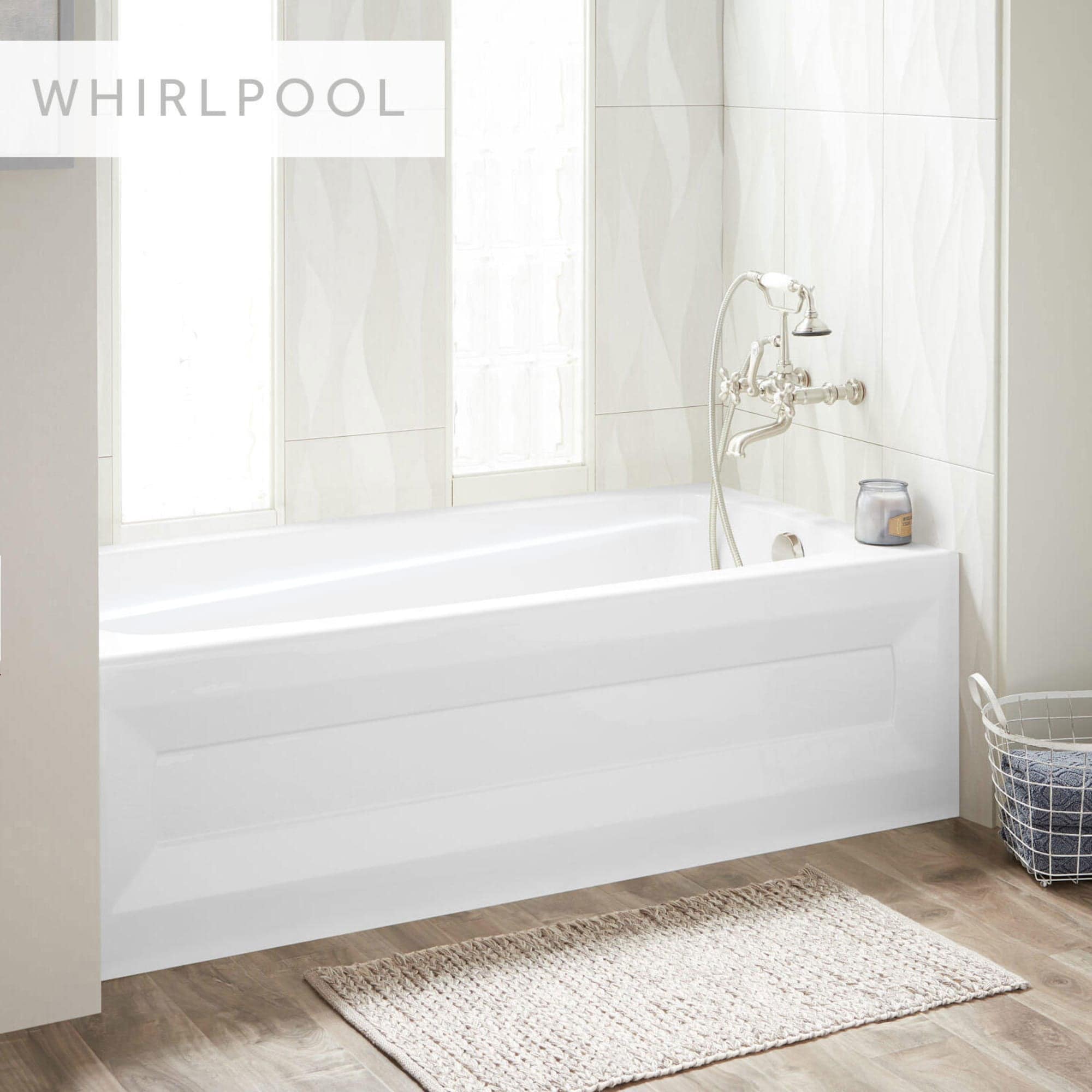 Signature Hardware 446983 Bradenton 32-in x 60-in White Acrylic Rectangular Alcove Soaking bathtub with Drain ( Right Drain )