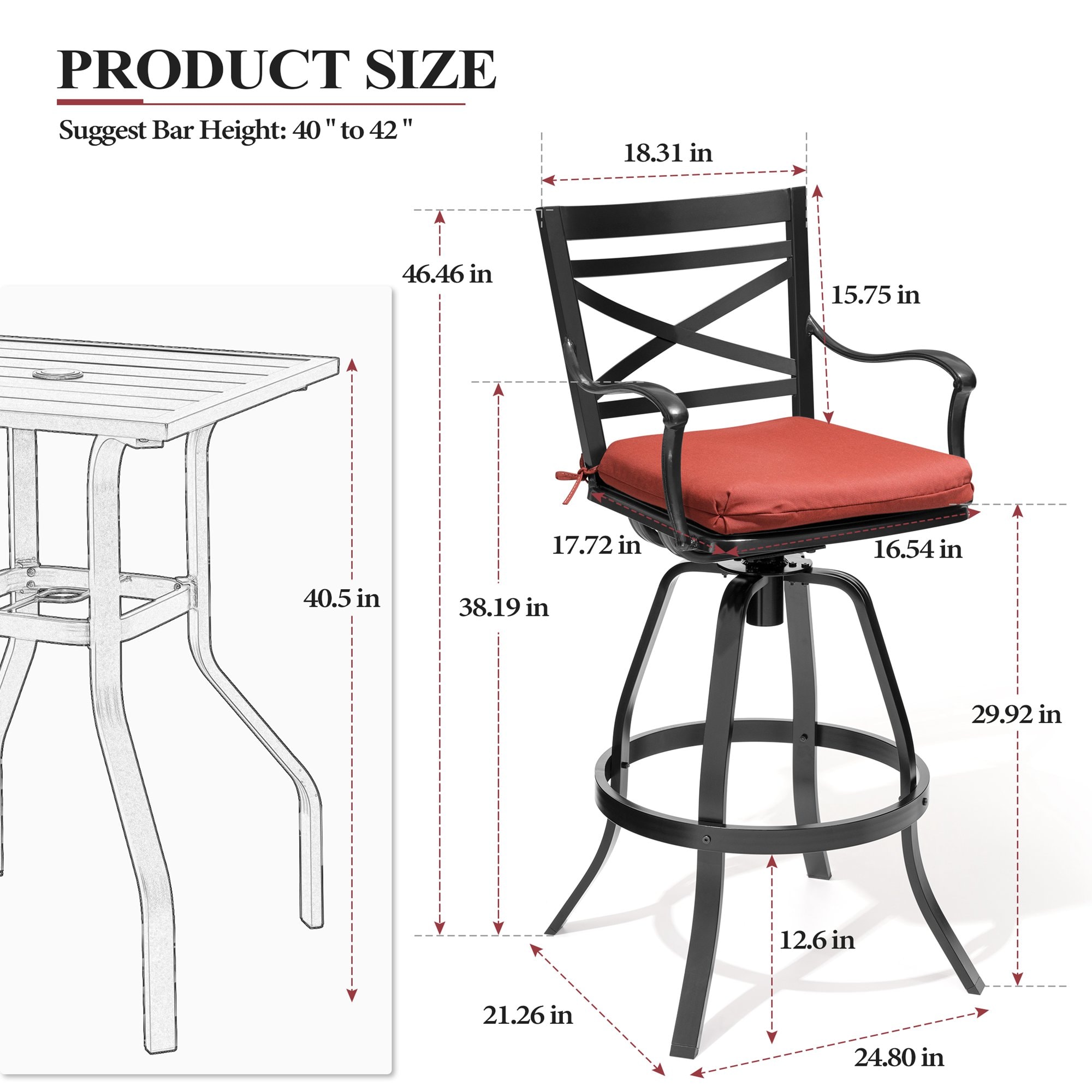 Crestlive Products CL-ST011RED-2 Patio-Chairs - View #3