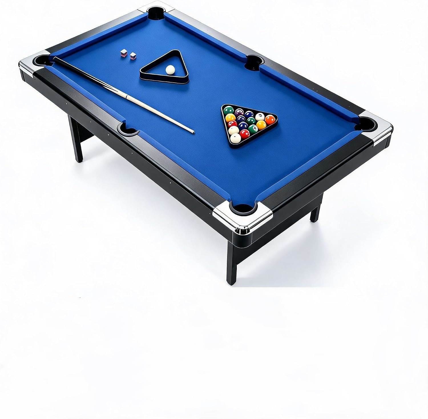 IdealHouse 6 ft Billiards Tables Portable Pool Table Folding Billiards Table Full Set of Balls 2 Cue Sticks Chalk and Felt Brush Billiard Game Table for Home Game Room Family Indoor Entertainment