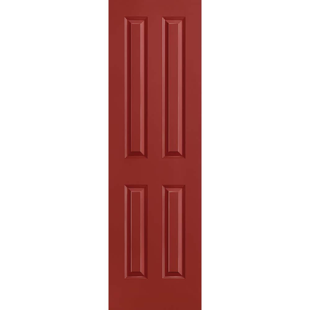 Masonite 1316443 Traditional 24-in x 80-in Barn Red 4 panel square Smooth Solid core Prefinished Molded composite Slab Door