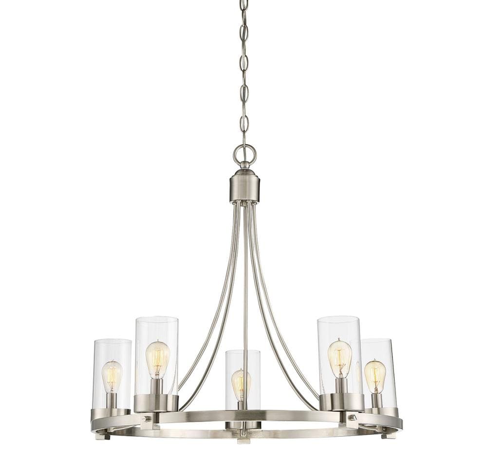 1-Light Brushed Nickel Transitional Dry Rated Chandelier in the ...