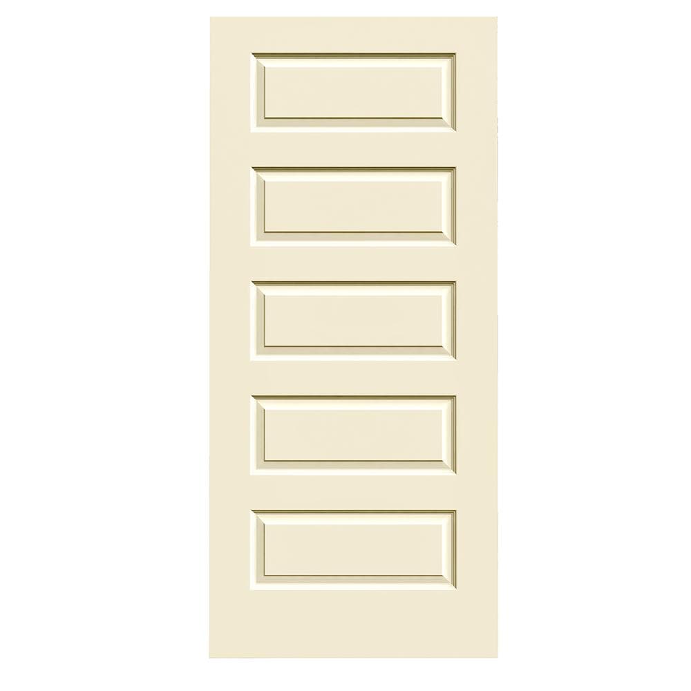 RELIABILT LO1004184 32-in x 80-in Cream-n-Sugar 5-panel equal Smooth Hollow core Prefinished Molded composite Slab Door