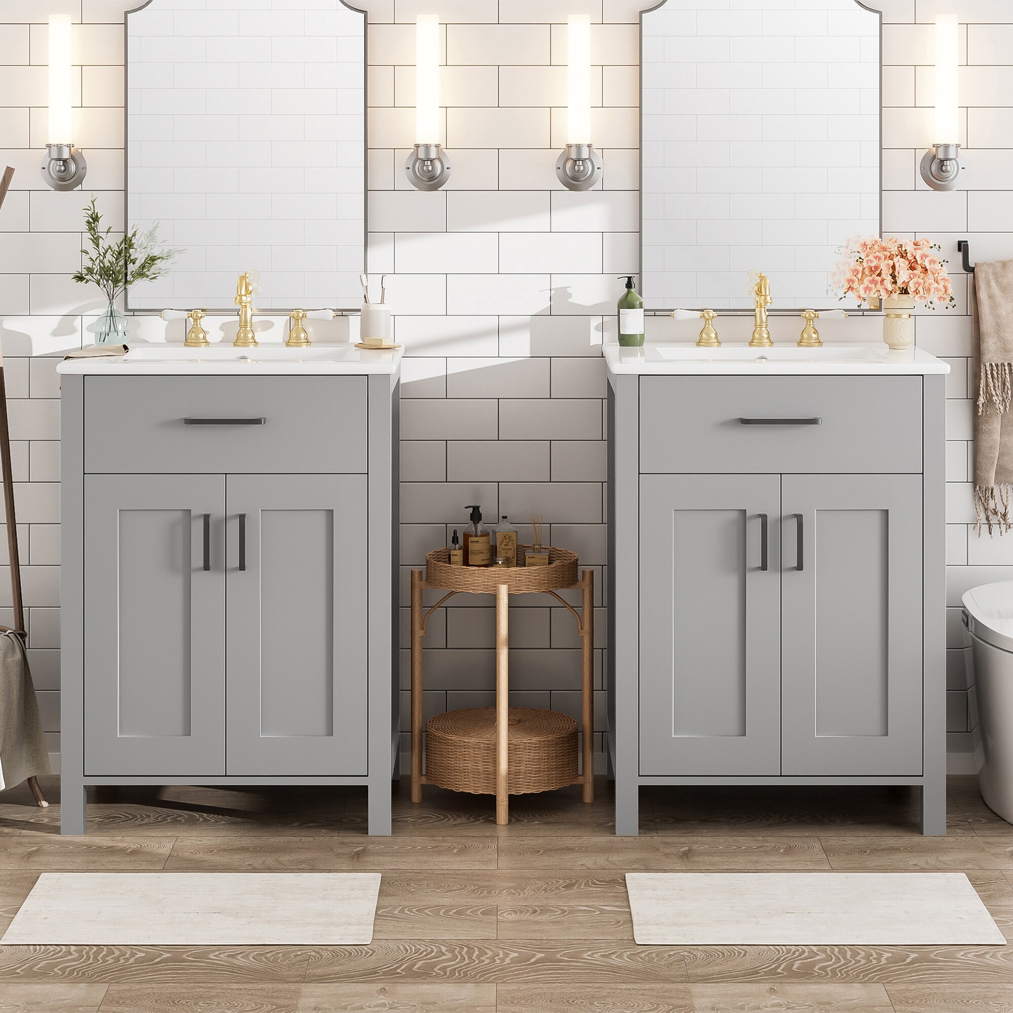 ModernLuxe Assembly Required Modern 48Inch Bathroom Vanity with Ceramic ...
