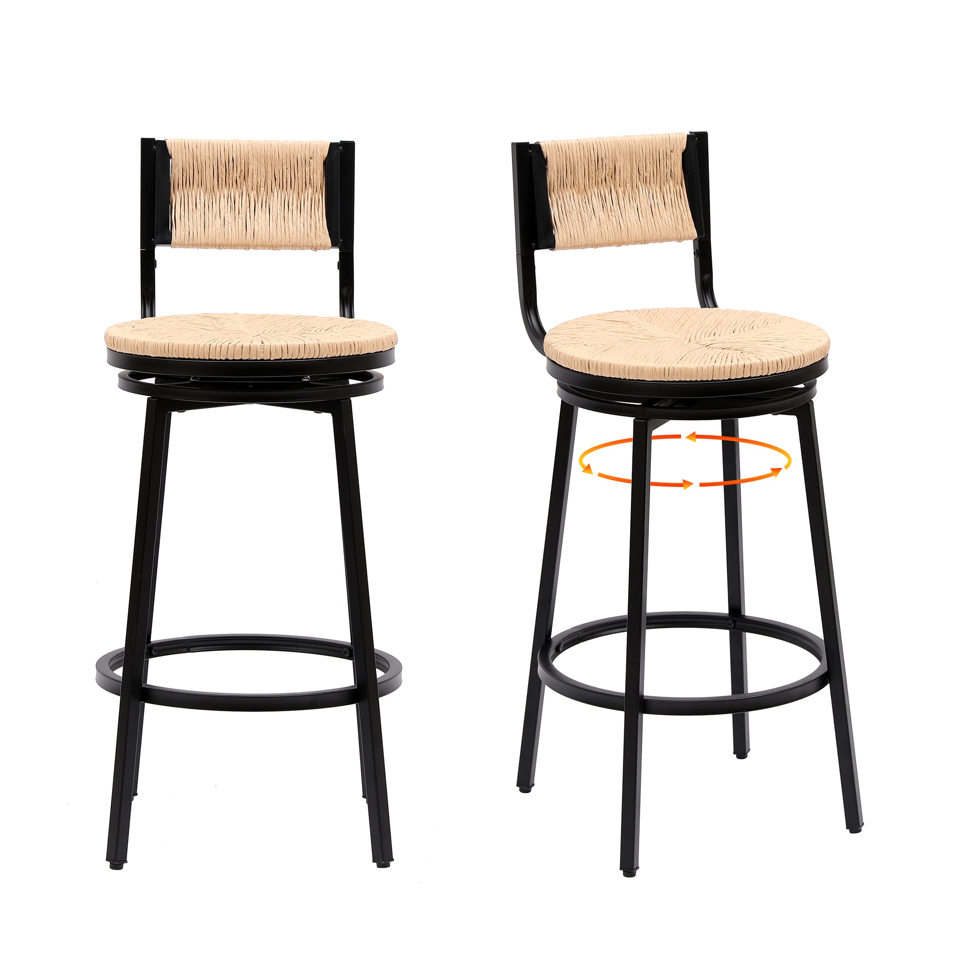 CESICIA K69A Honey 26.77-in H Counter height (24-in to 27-in) Round Seat Metal Bar Stool