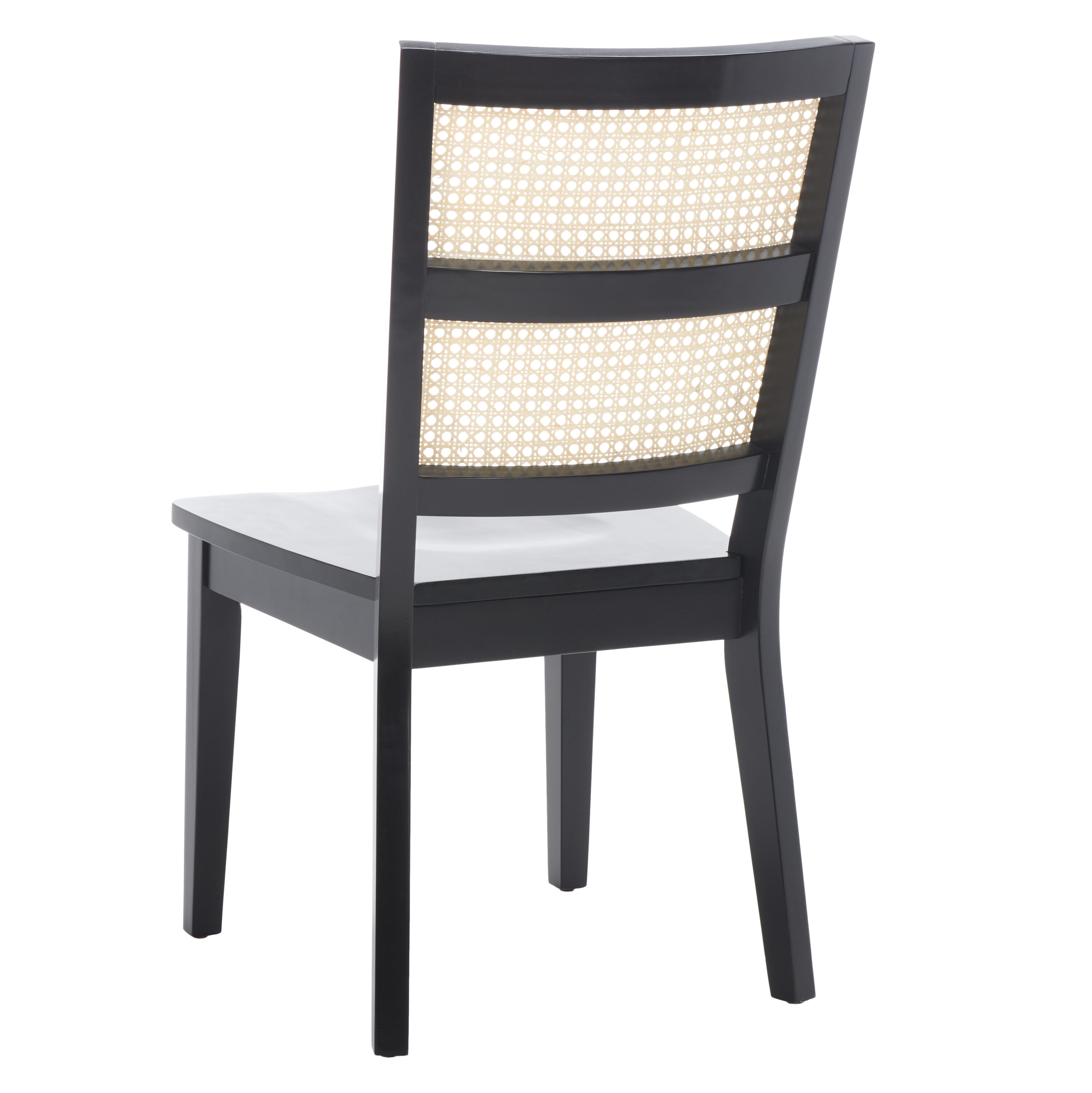 Black and Natural Woven Rattan Back Dining Chair Set