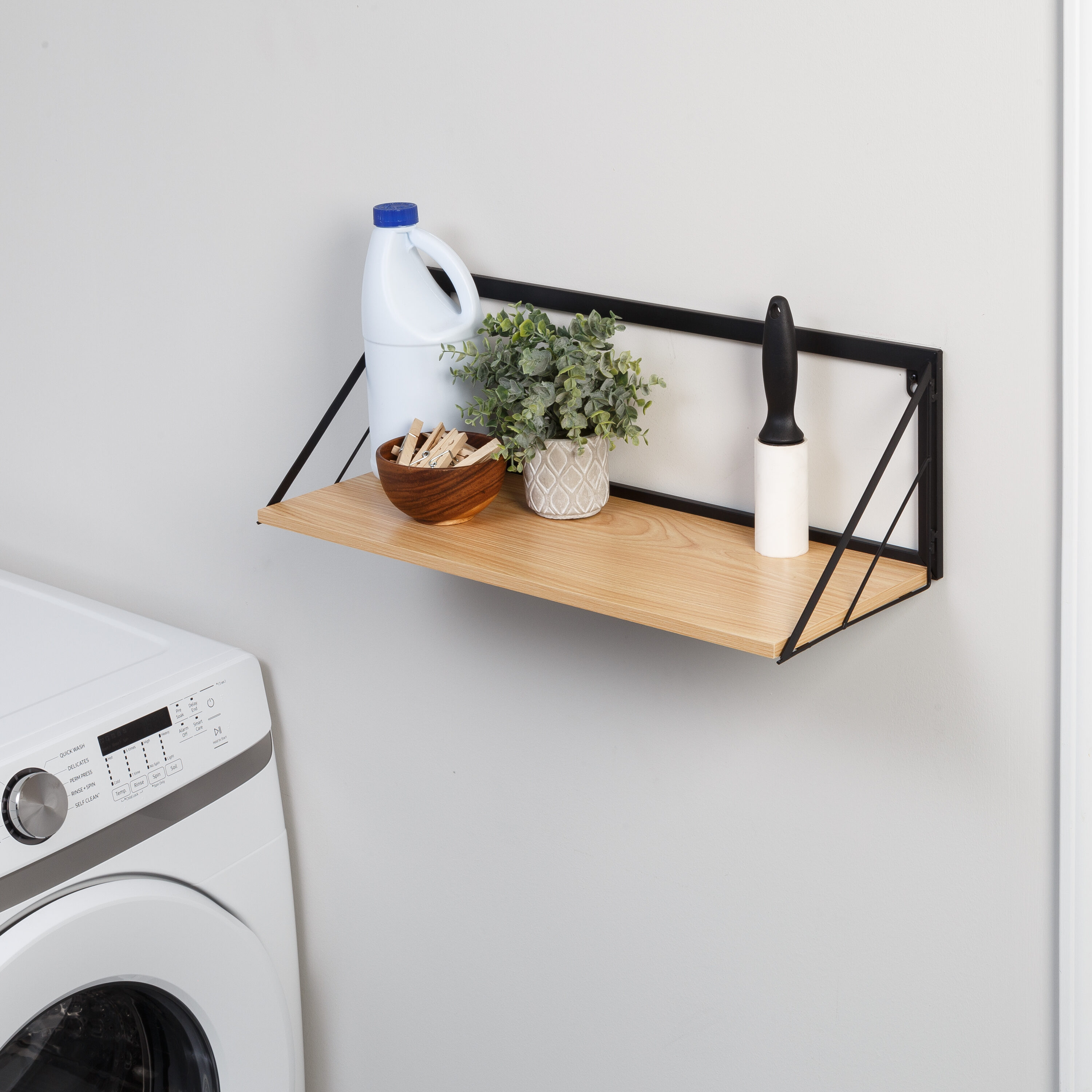 Honey-Can-Do SHF-09786 24-in L x 10-in D x 8-in H Natural Steel Rectangular Floating Shelf