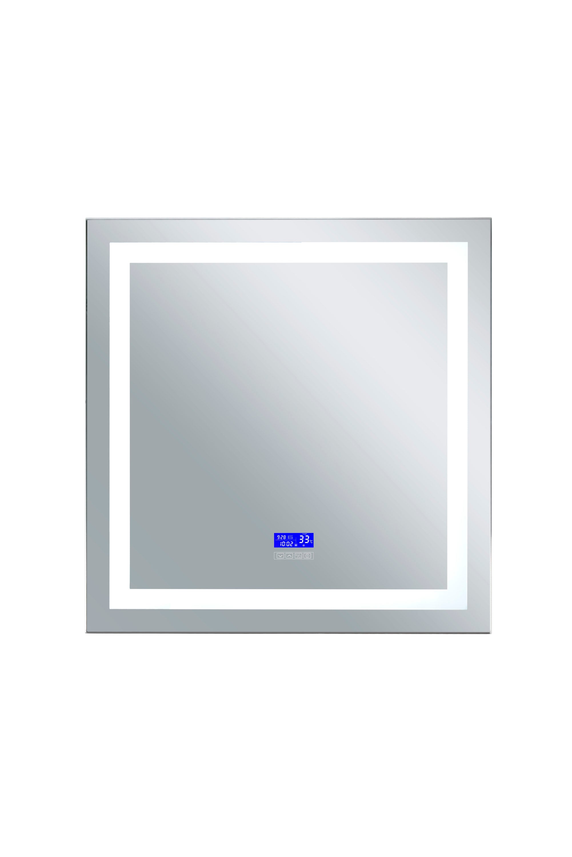 CWI Lighting 1232W36-36-B-6000K Abril 36-in W x 36-in H Square Matte White and Silver V-groove Frameless Full Length Lighted Vanity Mirror