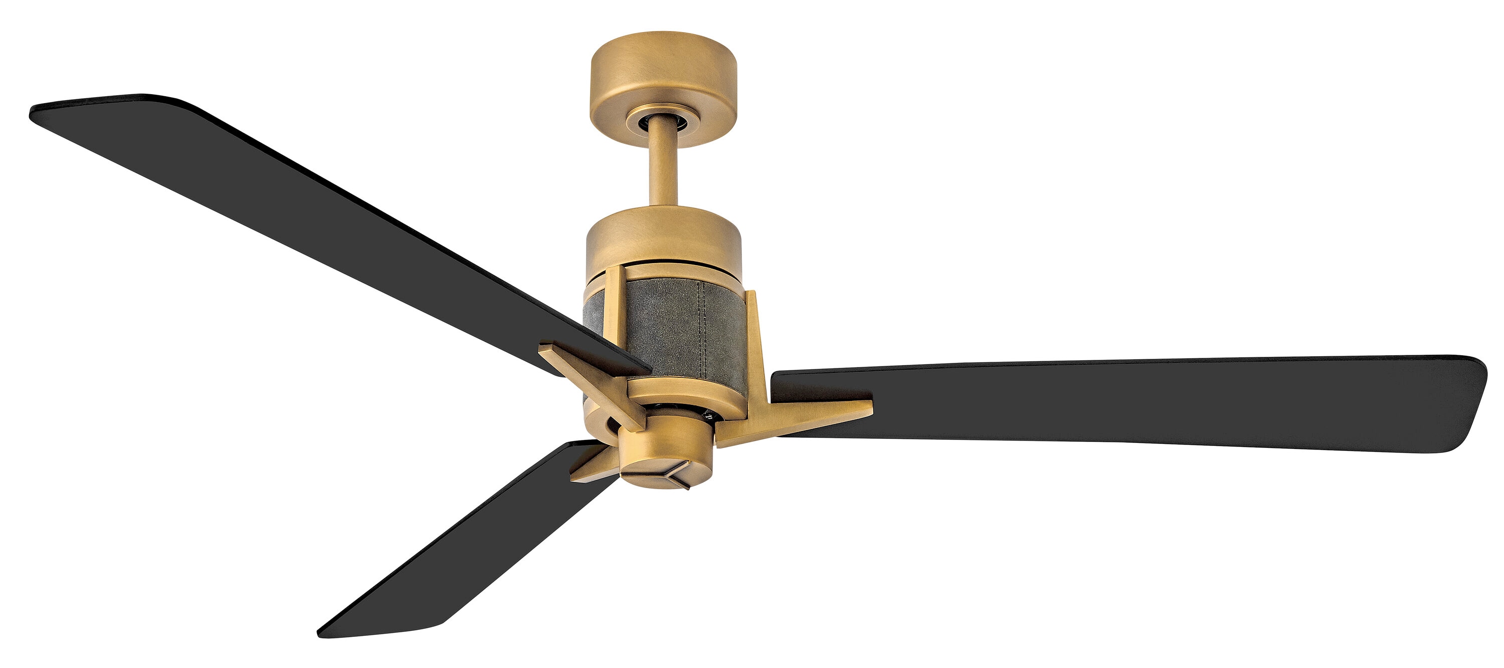 Hinkley 906256FHB-LDD Atticus 56-in Integrated LED Outdoor Smart Heritage Brass with Matte Black Blades Ceiling Fan With Light - Remote Included ( 3 -Blade )