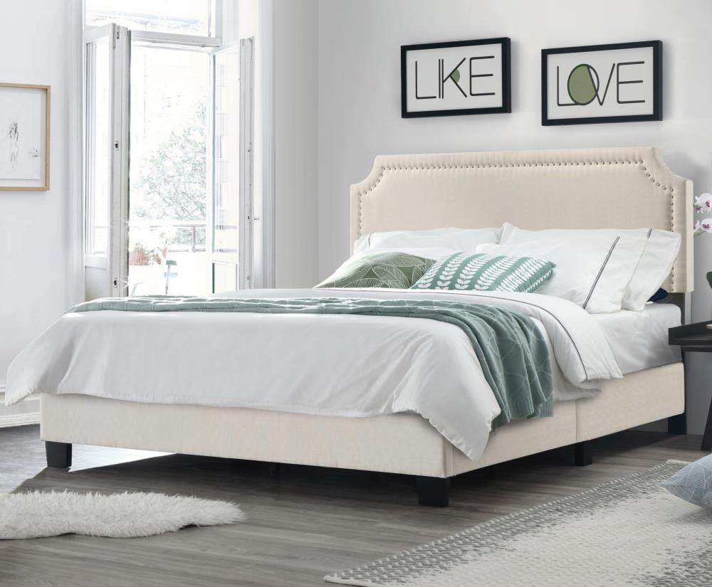 Belle Isle Furniture Regal Upholstered Bed Beige Linen Full Upholstered Bed CAS22 0K00 at Lowes