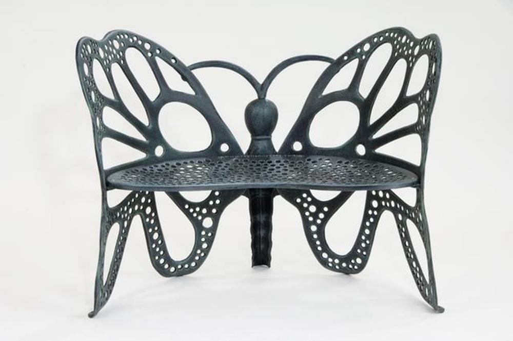 Flowerhouse FHBFB06A 46-in W x 35-in H Antique Aluminum Traditional Bench