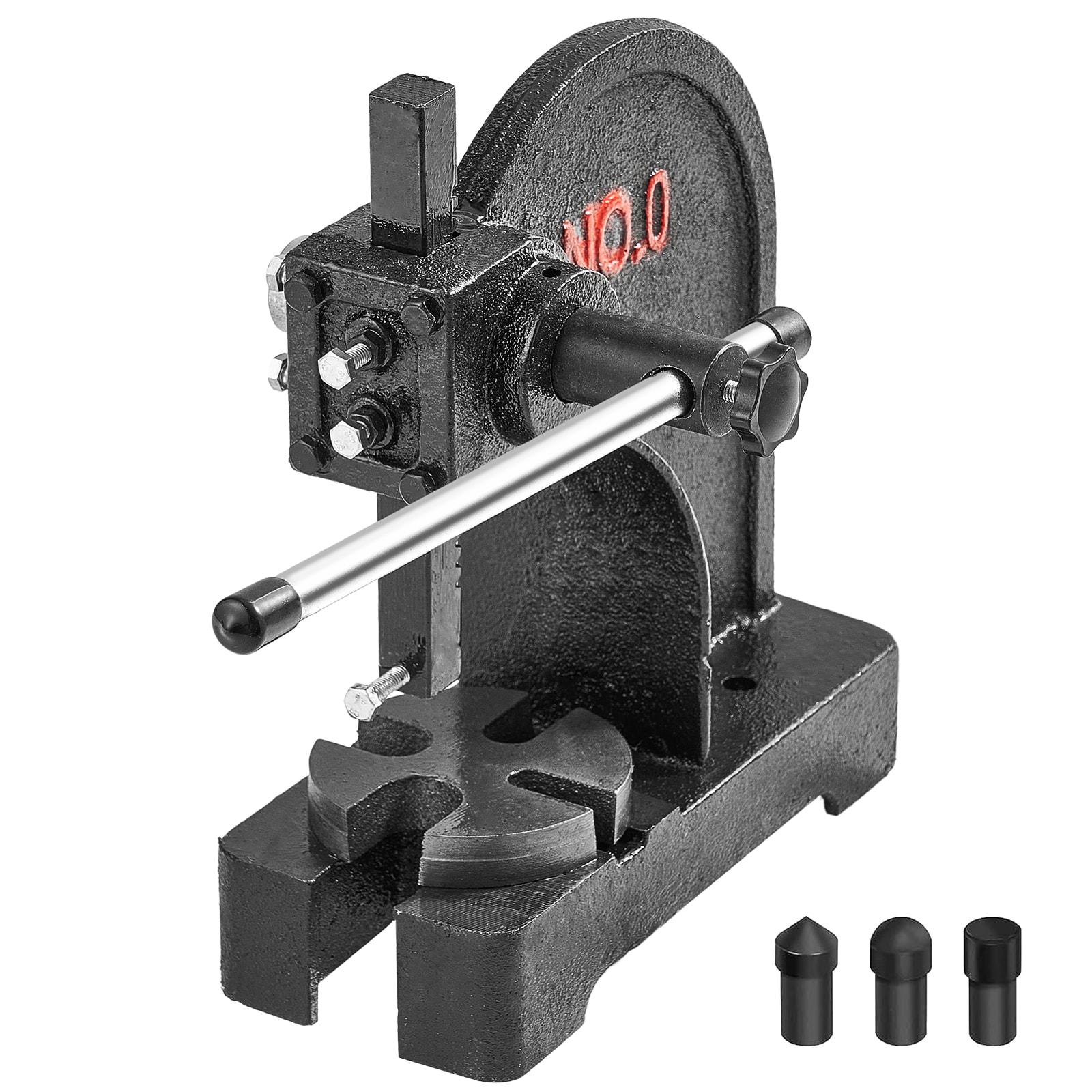 GIVIMO 0.5-Ton Manual Arbor Press 4.7-in Working Stroke Cast Iron Compact Desktop Hand Press 3.5-in Anvil Plate 3.2-in Throat 0.4-in Ram Bore for Leather Jewelry and Hobby Stamping