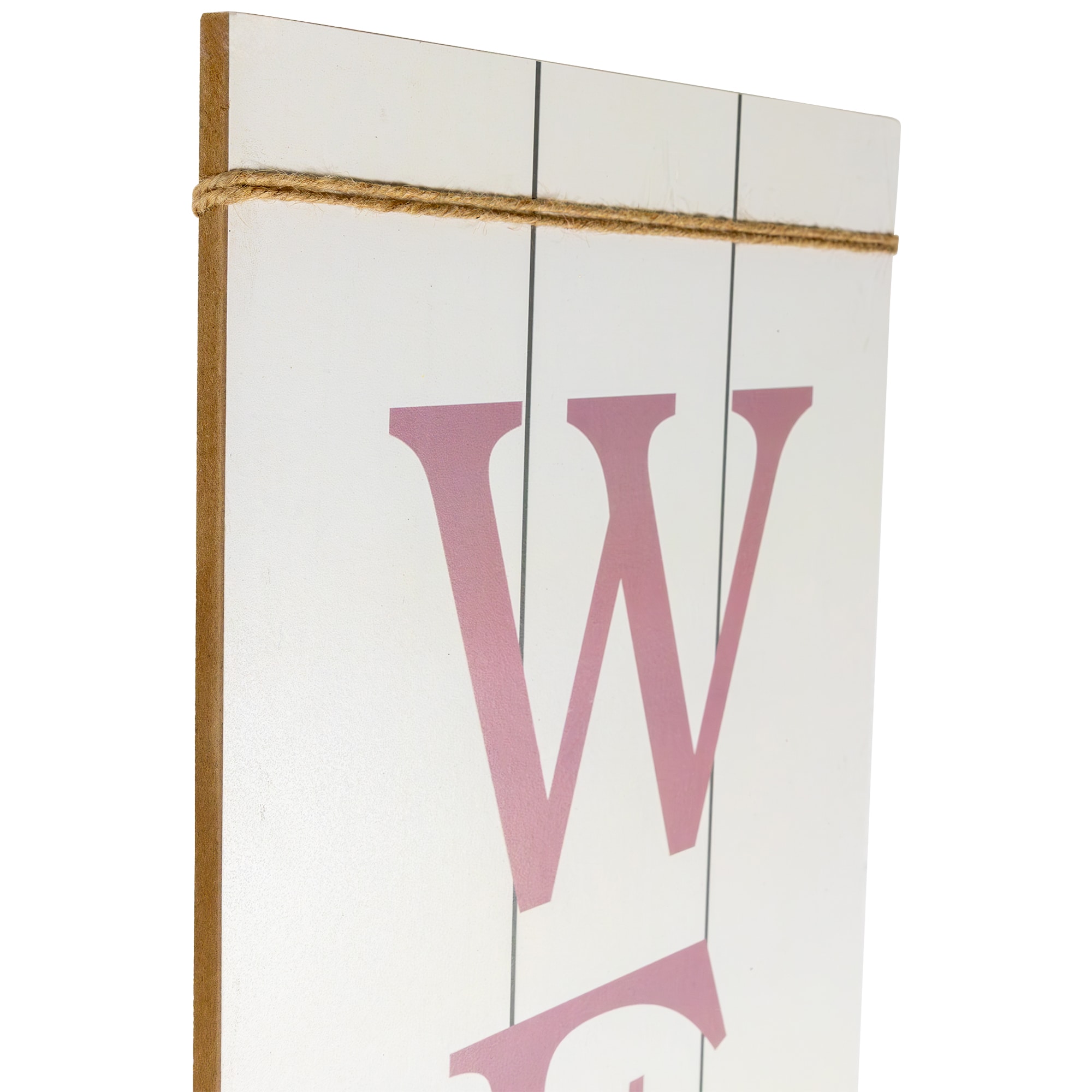 White Floral Welcome Wooden Spring Wall Sign