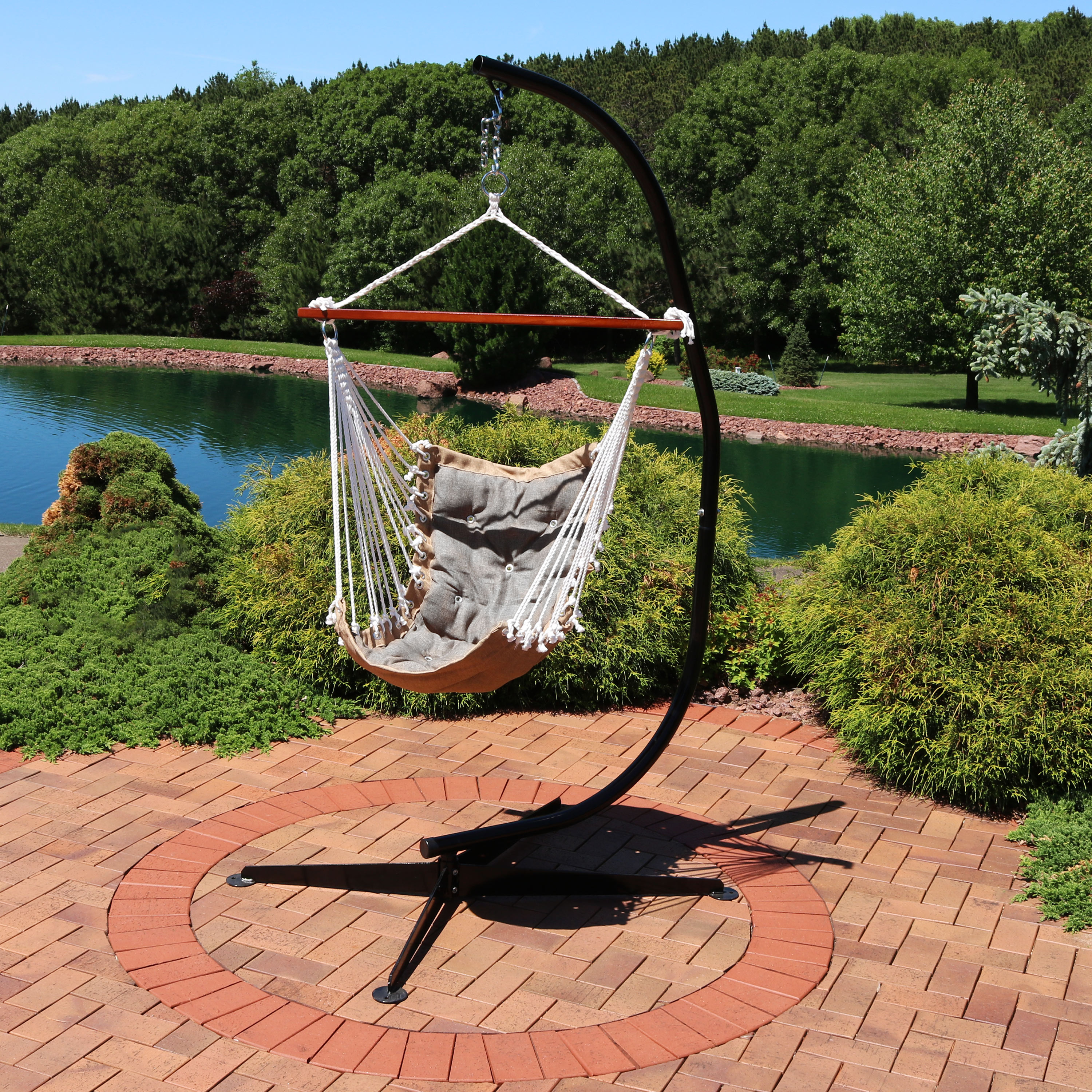 Sunnydaze Decor Gray Fabric Hammock Chair with Stand LY TFHS GRAY COMBO at Lowes