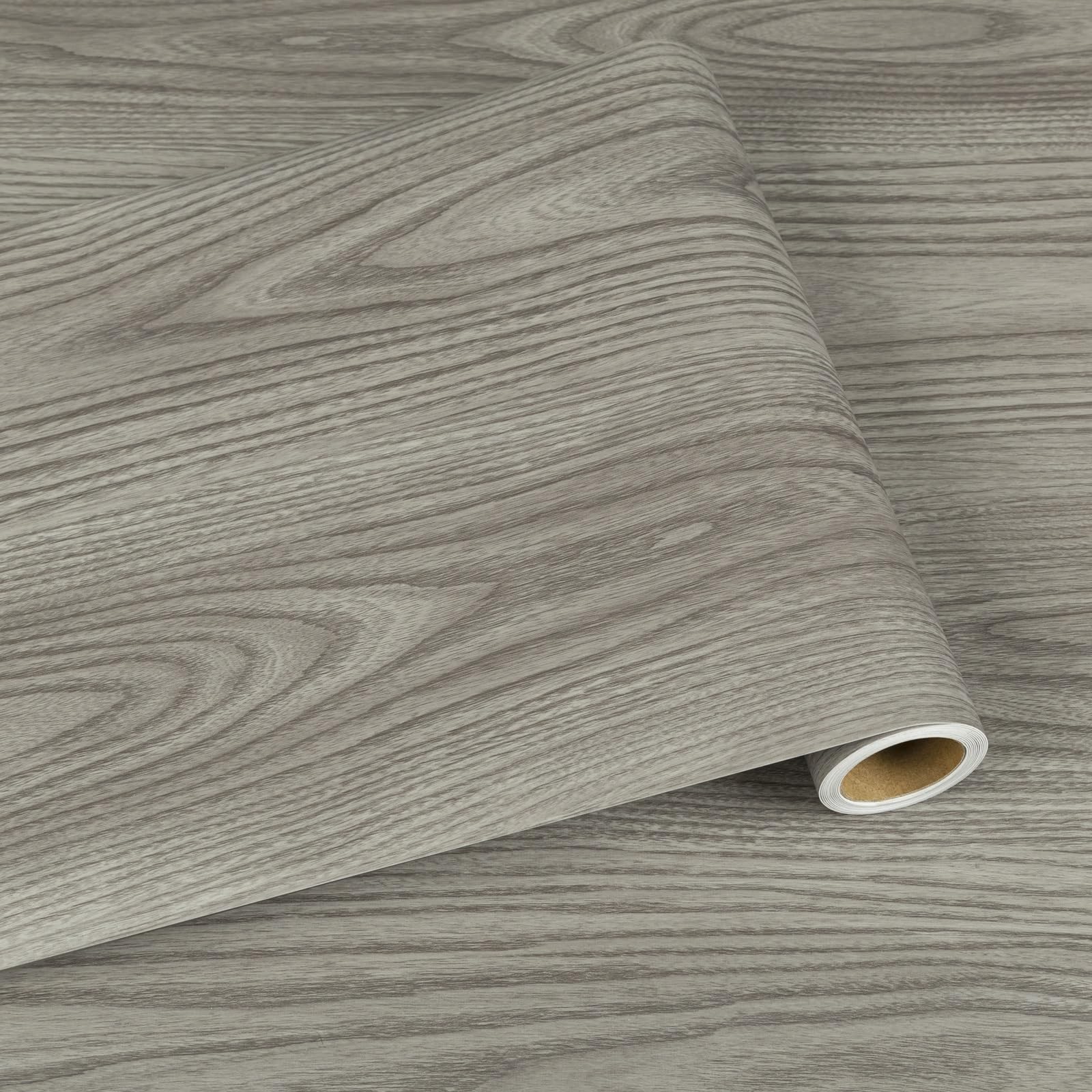 KIWDZFU Vinyl Flooring Roll Gray Wood Peel and Stick Floor Tiles 12 by 236 for Kitchen Bathroom Laundry Room Removable Seamless Lined Up #LKI0818A1418