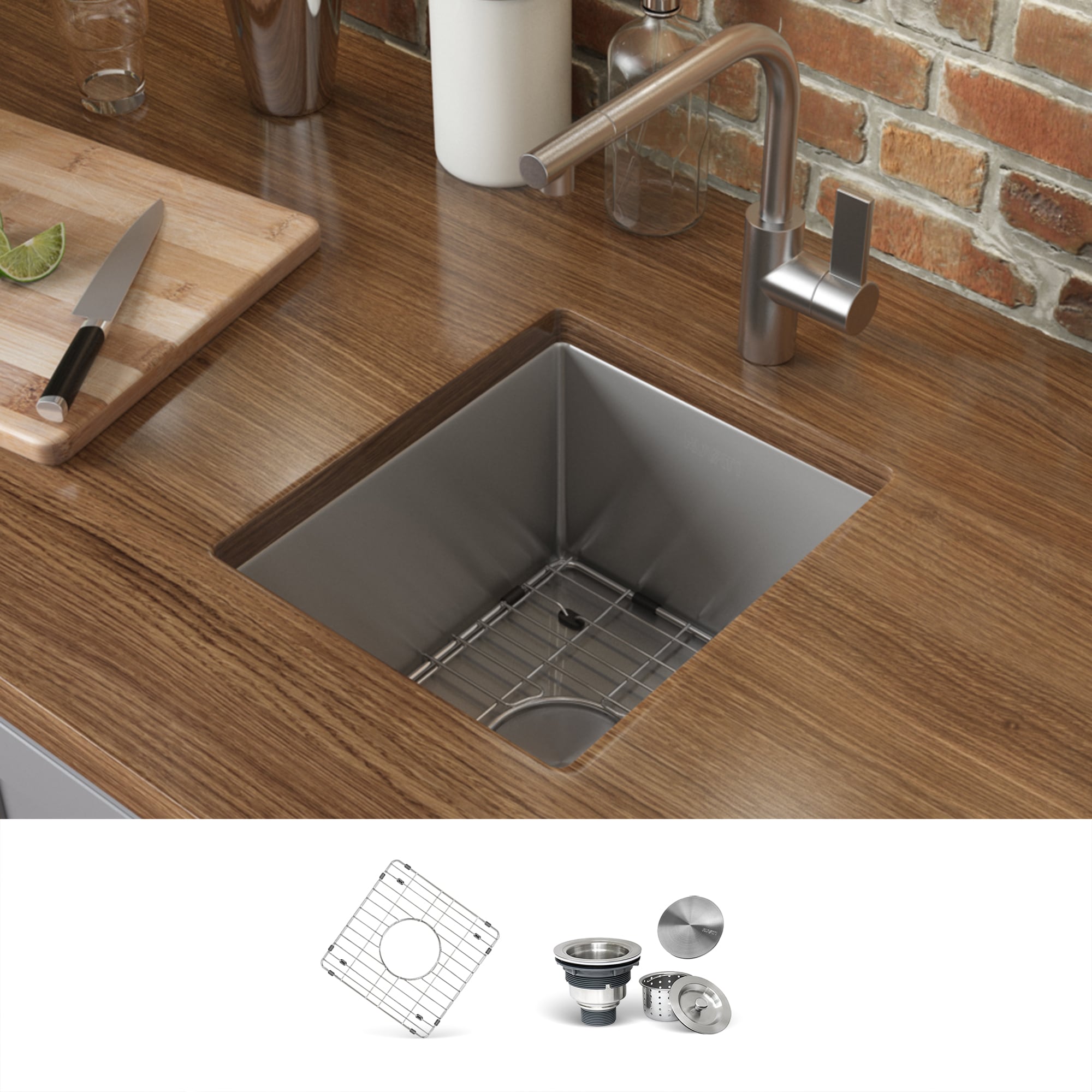 Ruvati RVH7015 15-in L x 15-in W Stainless steel Undermount Commercial/Residential Bar Sink