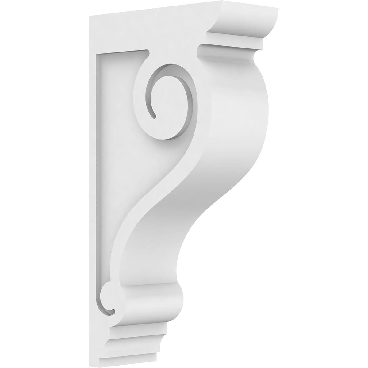 Ekena Millwork CORP03X09X18SCR 3-in x 9-in x 18-in Standard scroll Unfinished White PVC Paintable Corbel