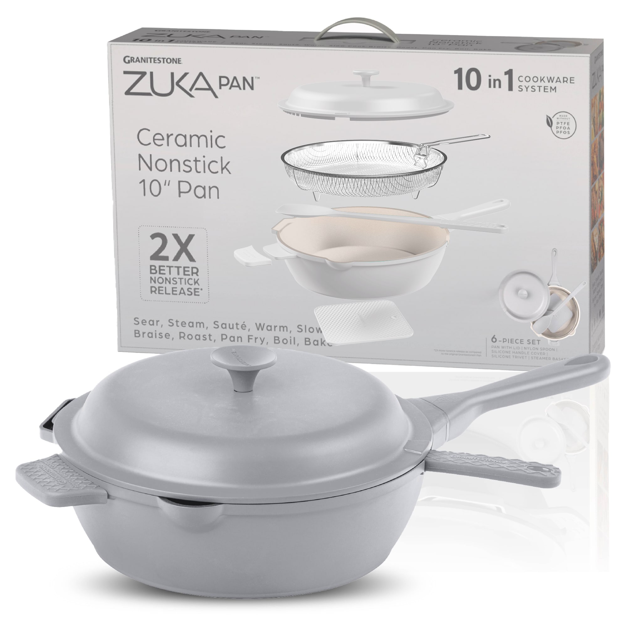 GraniteStone Diamond 6018 6 -Piece 10.25-in Ceramic Cooking pan with Lid