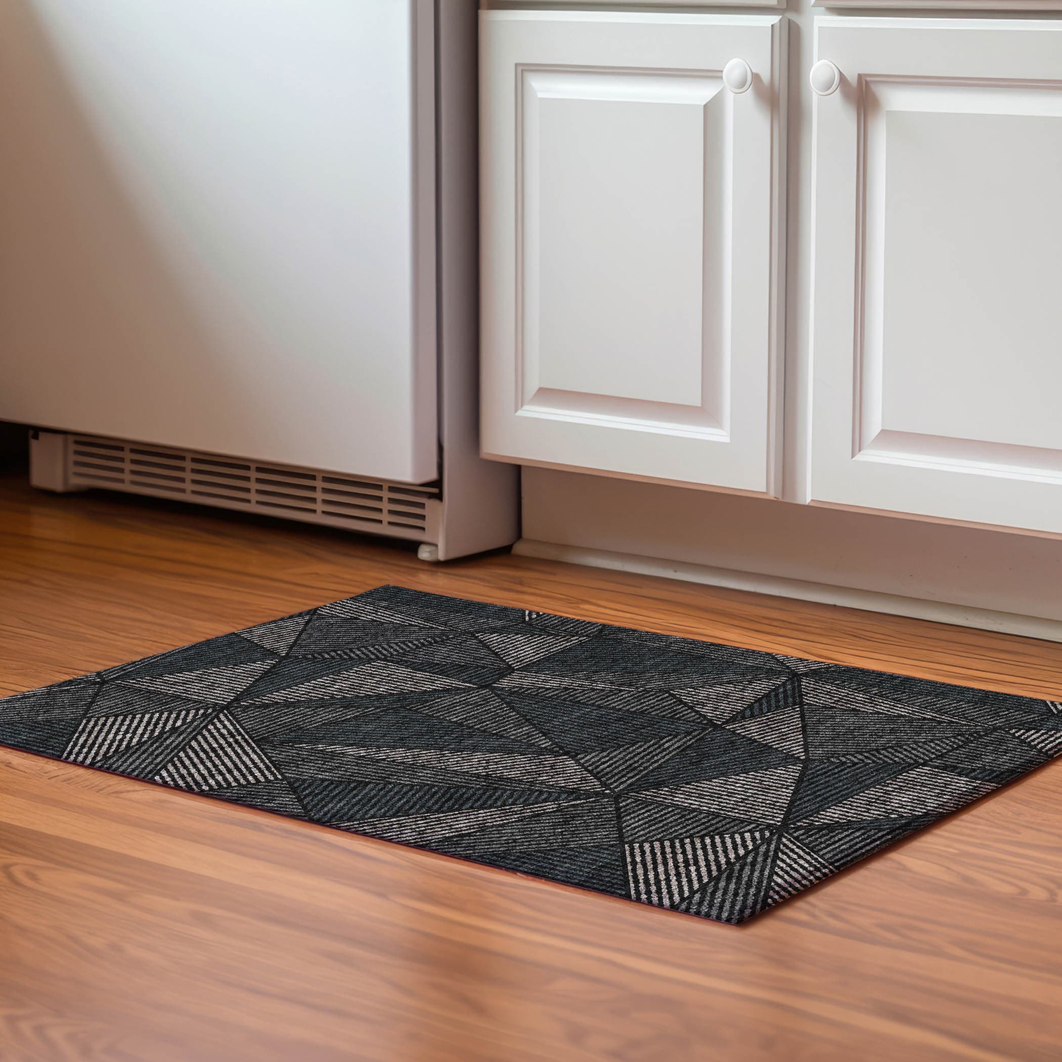 Addison Rugs AMF618BK20X30 Mayfield AMF618BK 2 x 3 (ft) Loomed Polyester Black Rectangular Indoor Geometric Machine washable Area rug