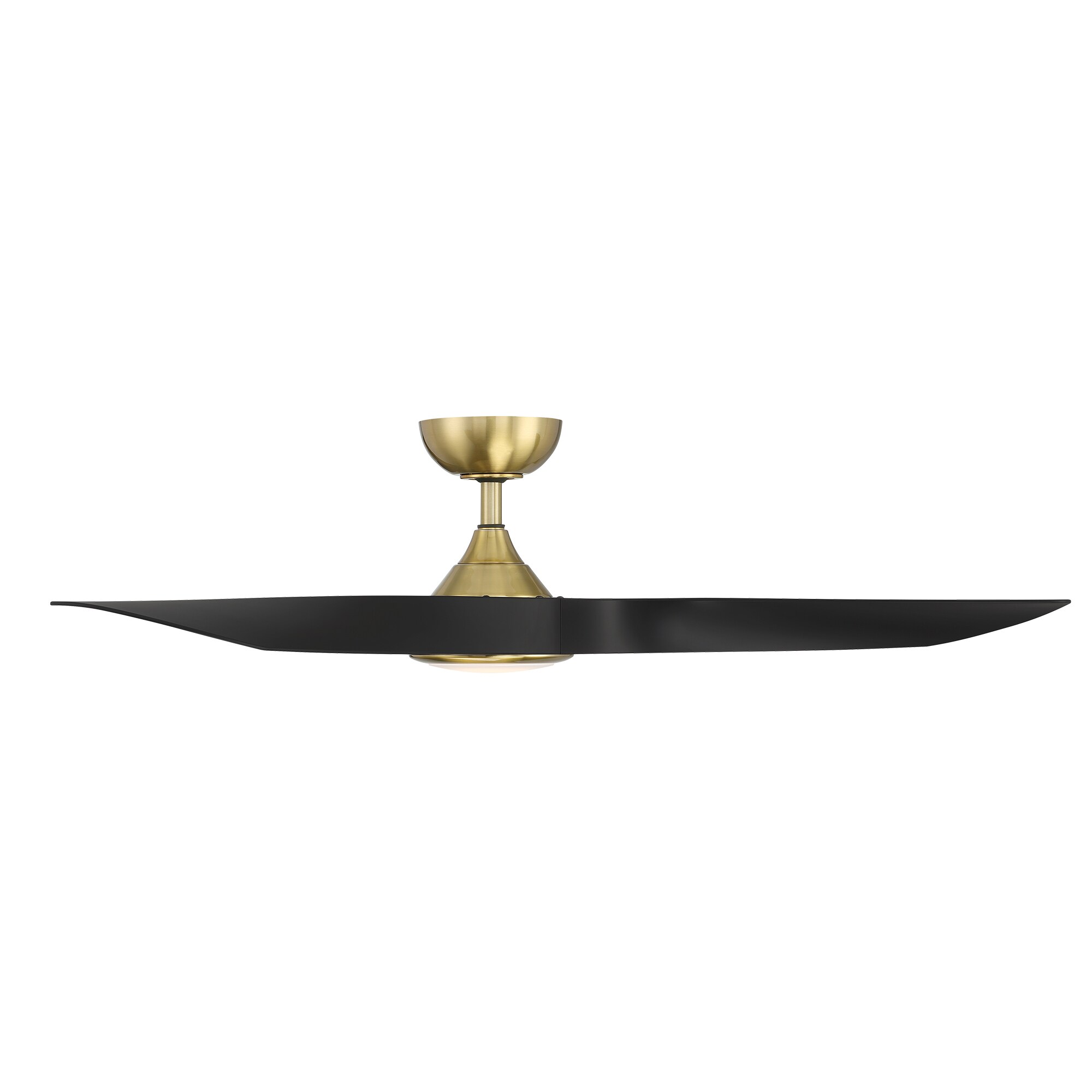 54" Soft Brass and Matte Black Smart Ceiling Fan with LED Light and Remote