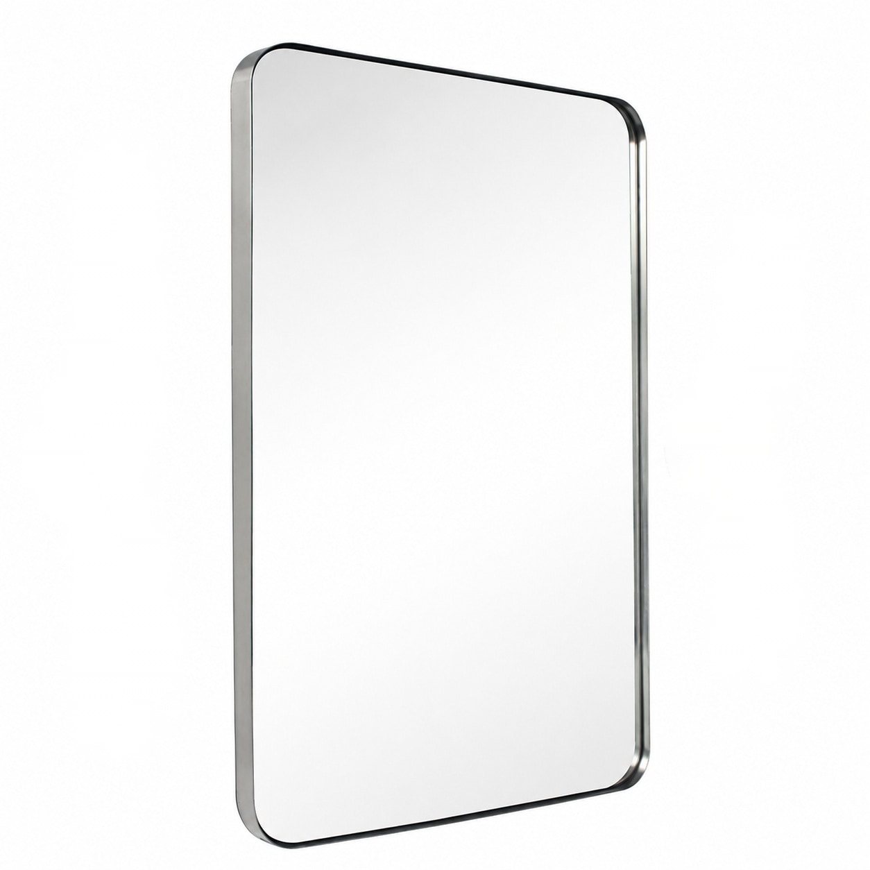 Aoibox  20 in W x 30 in H Brushed Nickel Rounded Rectangle Frameless Wall Mirror Metal Edge Vanity